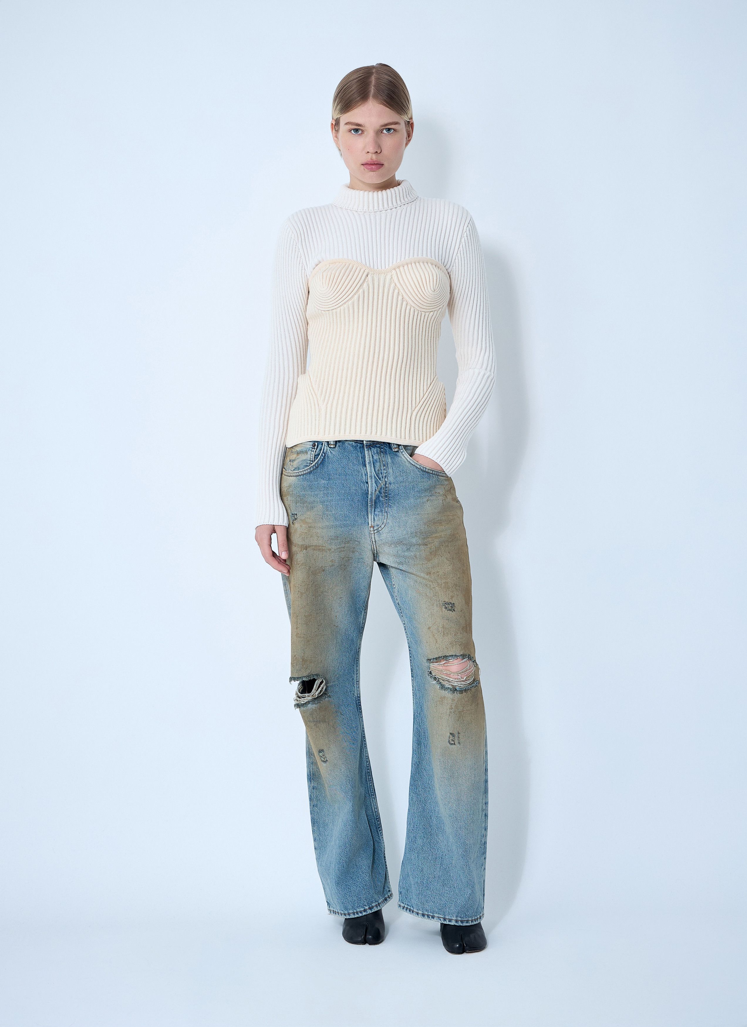 Jean Paul Gaultier Ribbed Wool Sweater Size S / US 4 / IT 40 - 2 Thumbnail