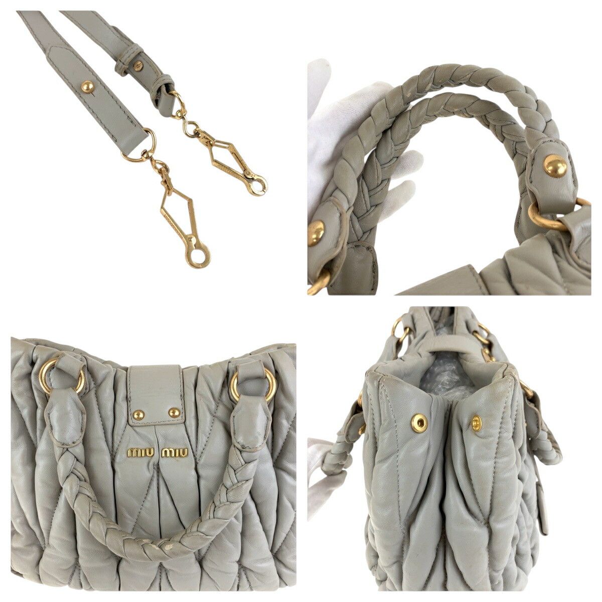 Miu Miu Miu Miu Miu Miu Matelassé Leather 2way Bag Leather Shoulder Bag Size ONE SIZE - 5 Thumbnail