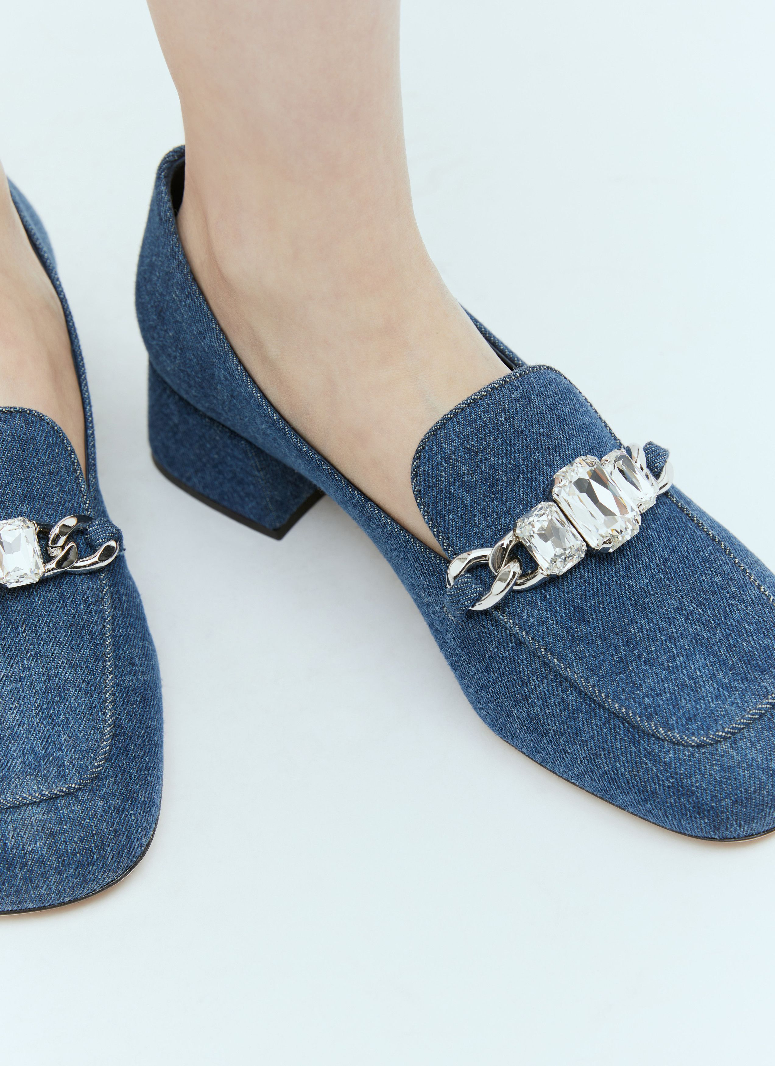 Miu Miu Crystal Embellished Denim Pumps Size US 9 / IT 39 - 2 Thumbnail