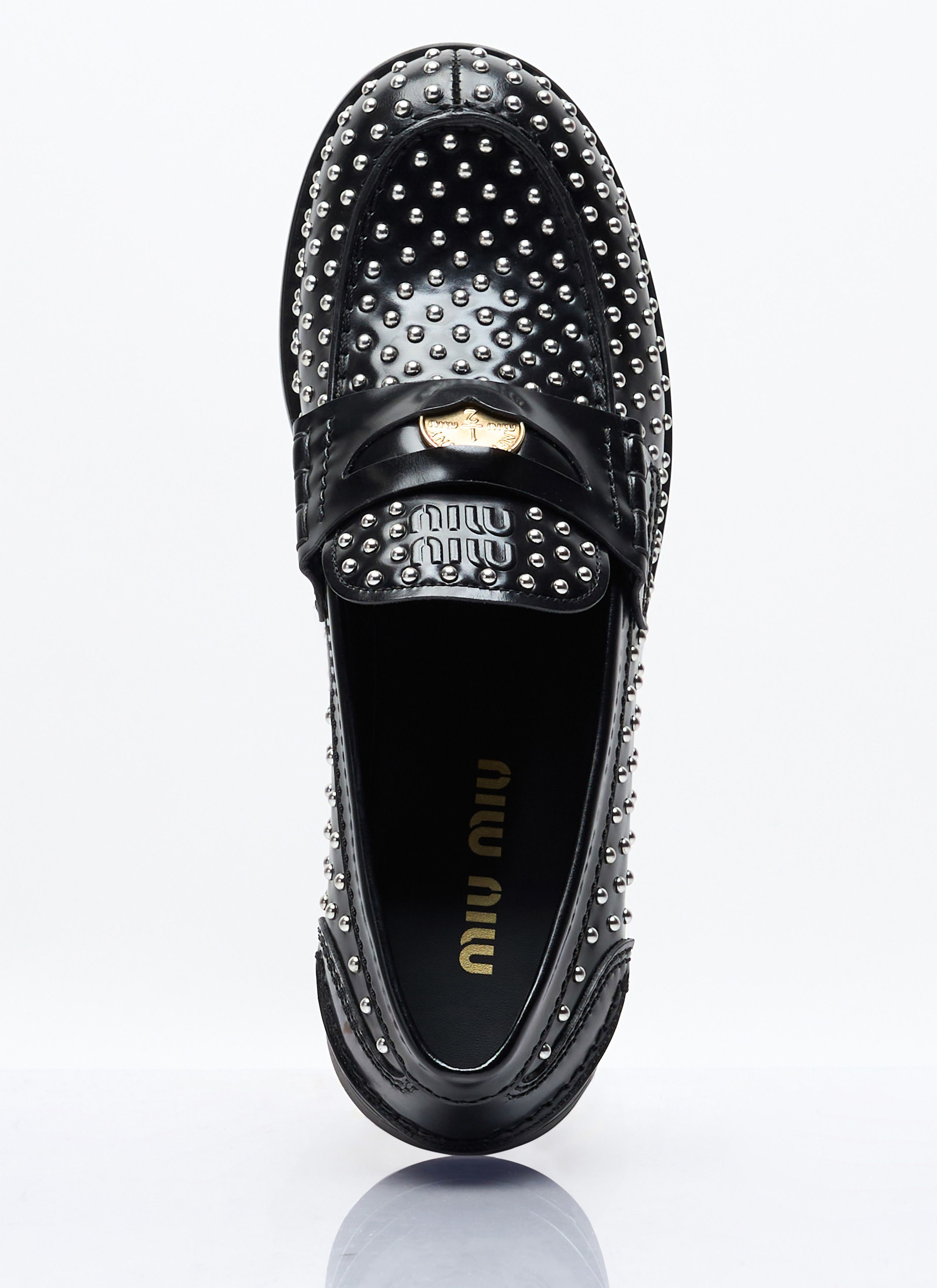 Miu Miu Studded Leather Loafers Size US 7 / IT 37 - 7 Thumbnail