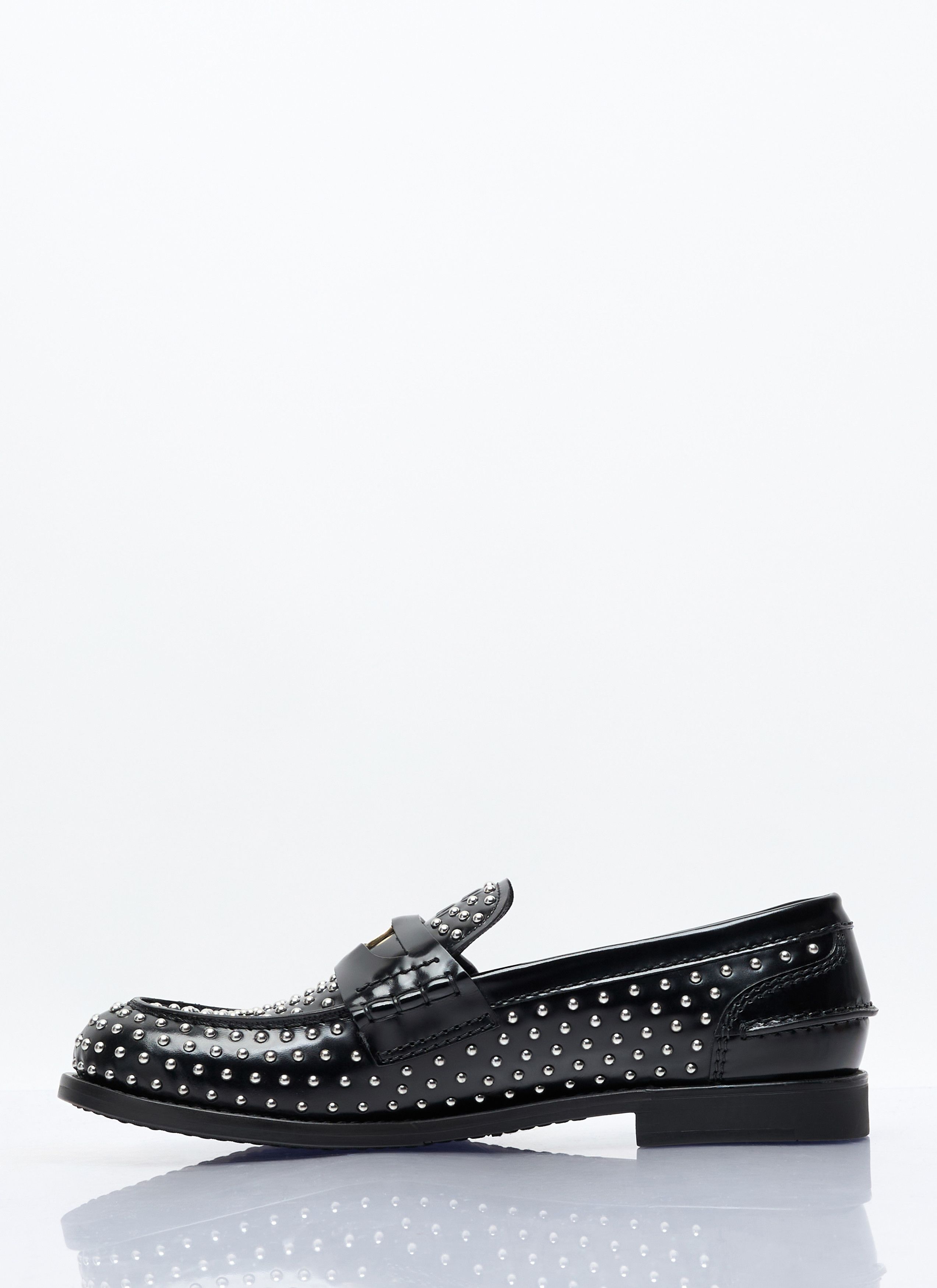 Miu Miu Studded Leather Loafers Size US 7 / IT 37 - 4 Thumbnail