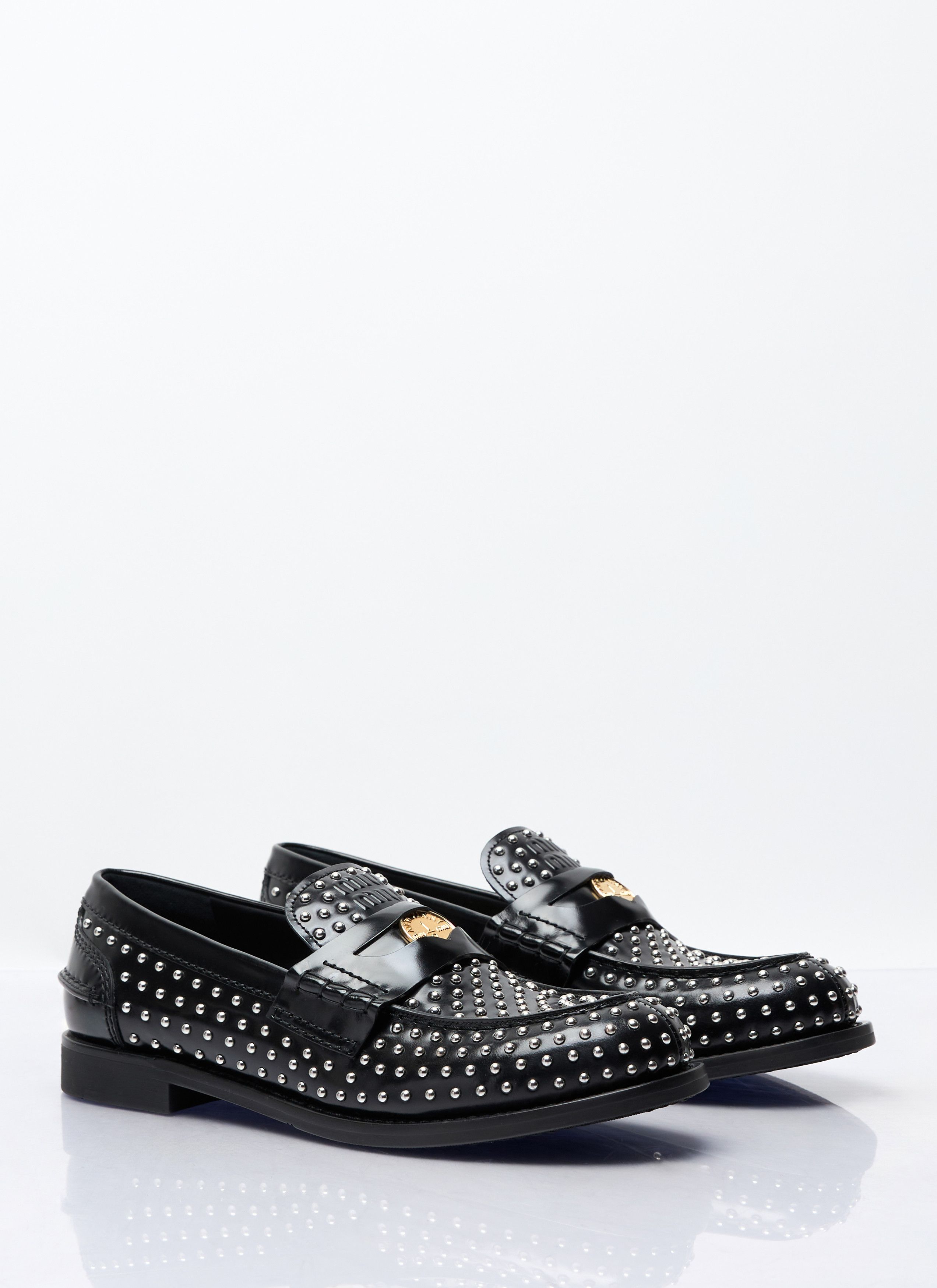 Miu Miu Studded Leather Loafers Size US 7 / IT 37 - 3 Thumbnail