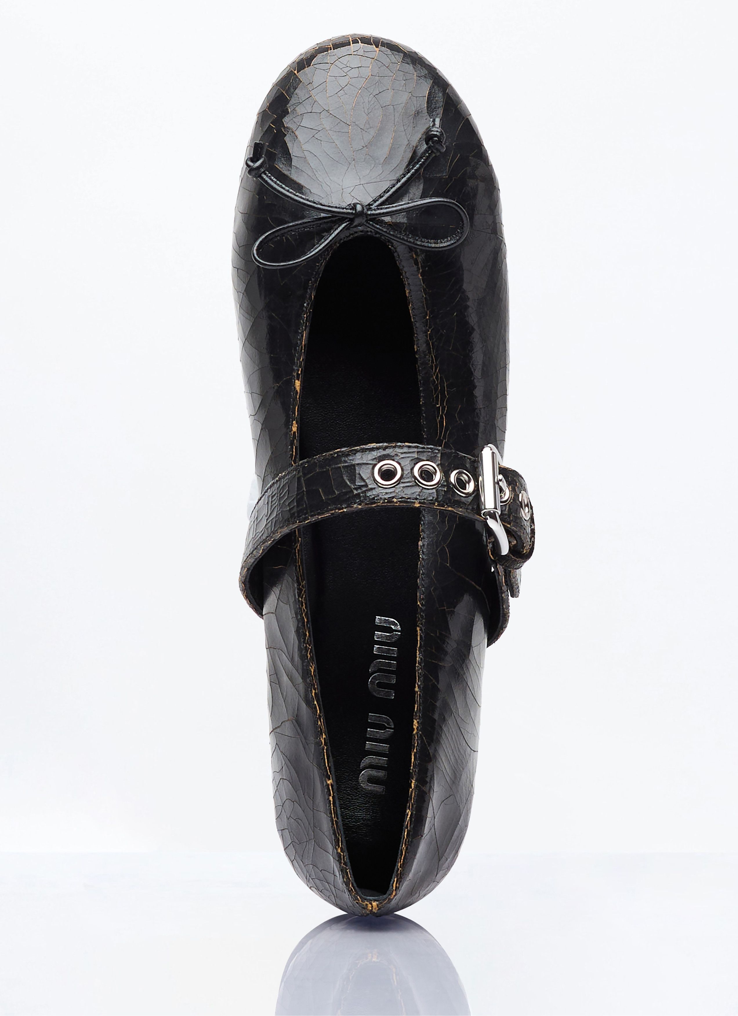 Miu Miu Crackled Leather Ballerina Shoes Size US 6 / IT 36 - 7 Thumbnail