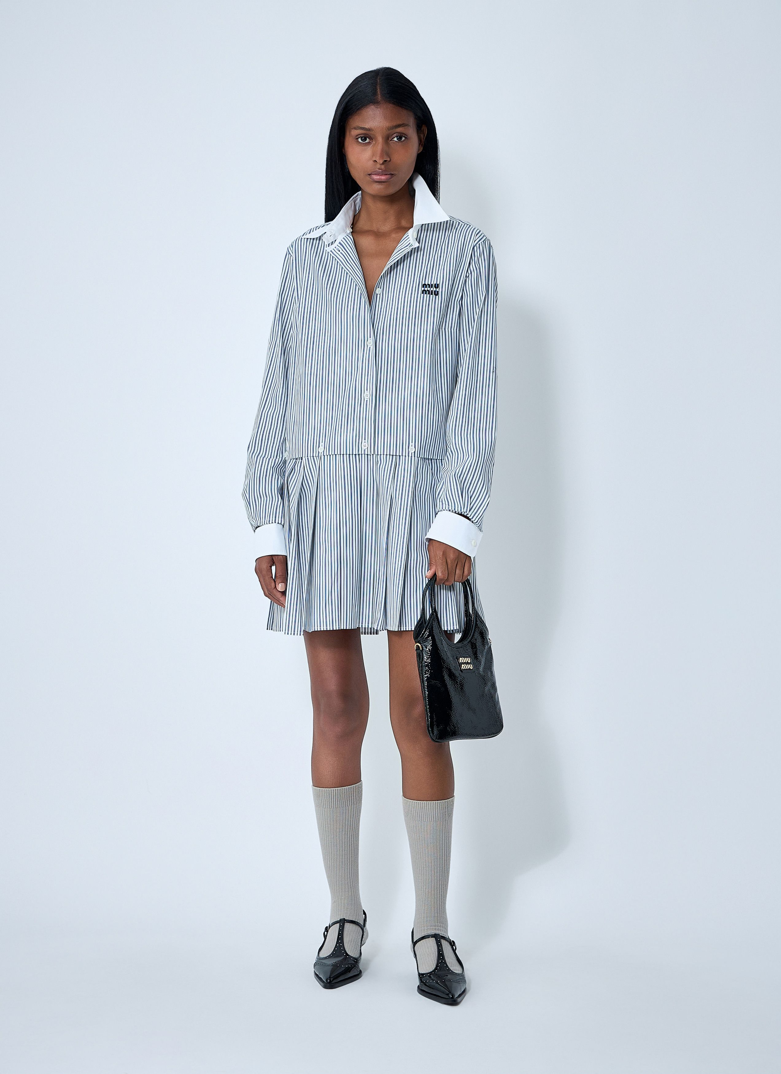 Miu Miu Striped Pleated Dress Size M / US 6-8 / IT 42-44 - 2 Thumbnail
