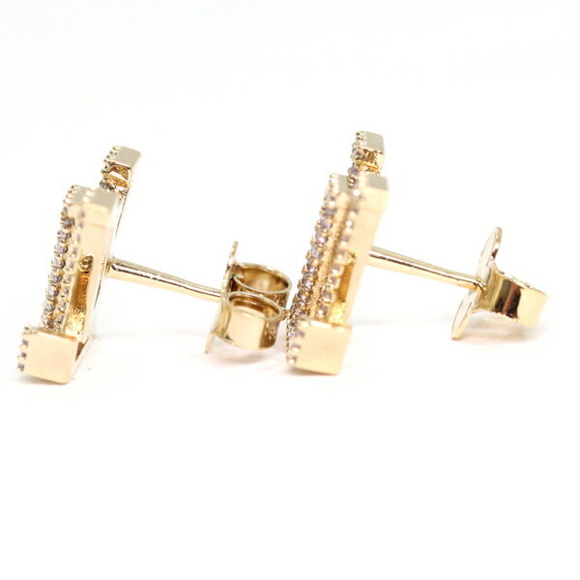 Louis Vuitton Louis Vuitton Earrings - LV Iconic Strass M00609 Gold Rhinestone Women's LOUIS VUITTON T5823 Size ONE SIZE - 3 Thumbnail