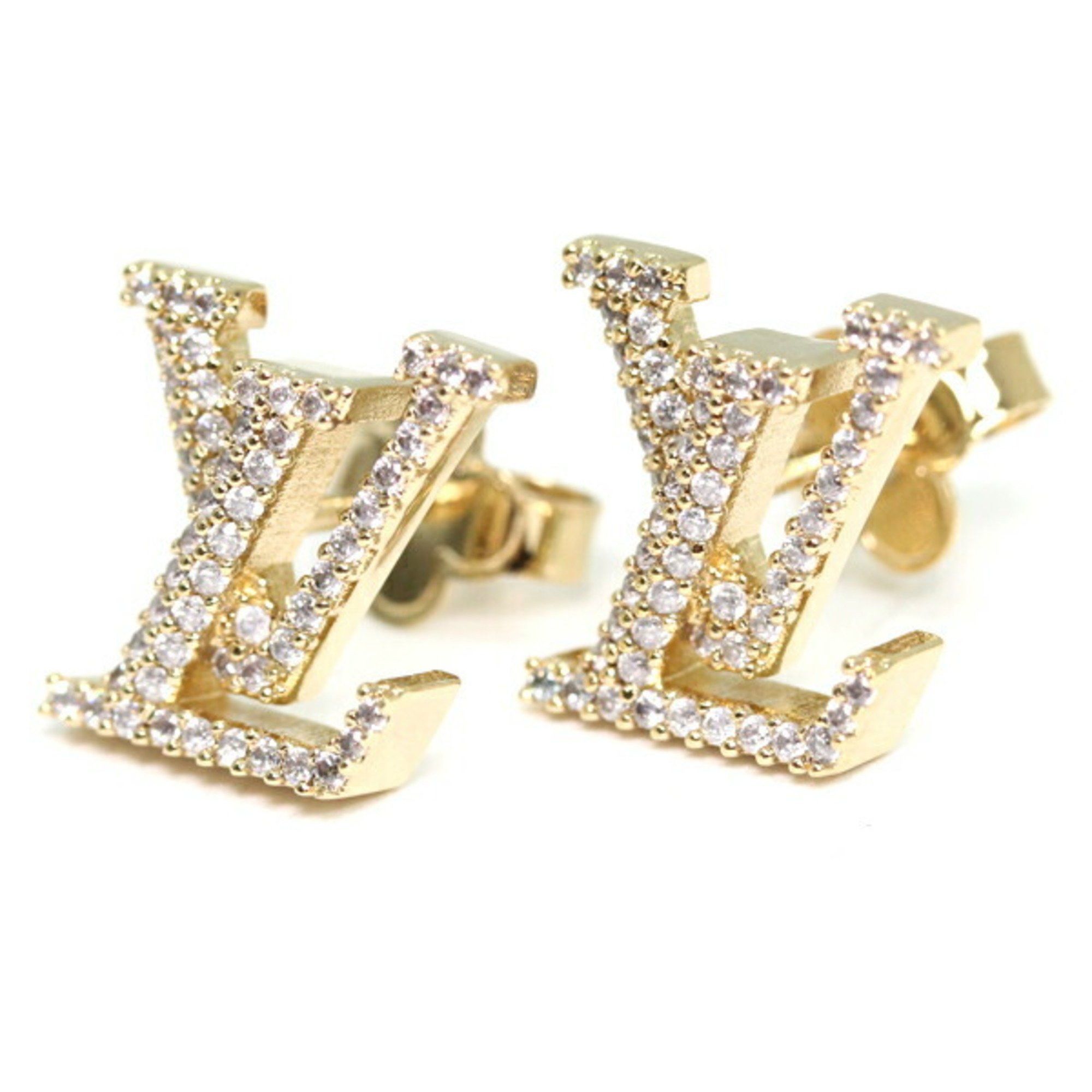 Louis Vuitton Louis Vuitton Earrings - LV Iconic Strass M00609 Gold Rhinestone Women's LOUIS VUITTON T5823 Size ONE SIZE - 2 Thumbnail