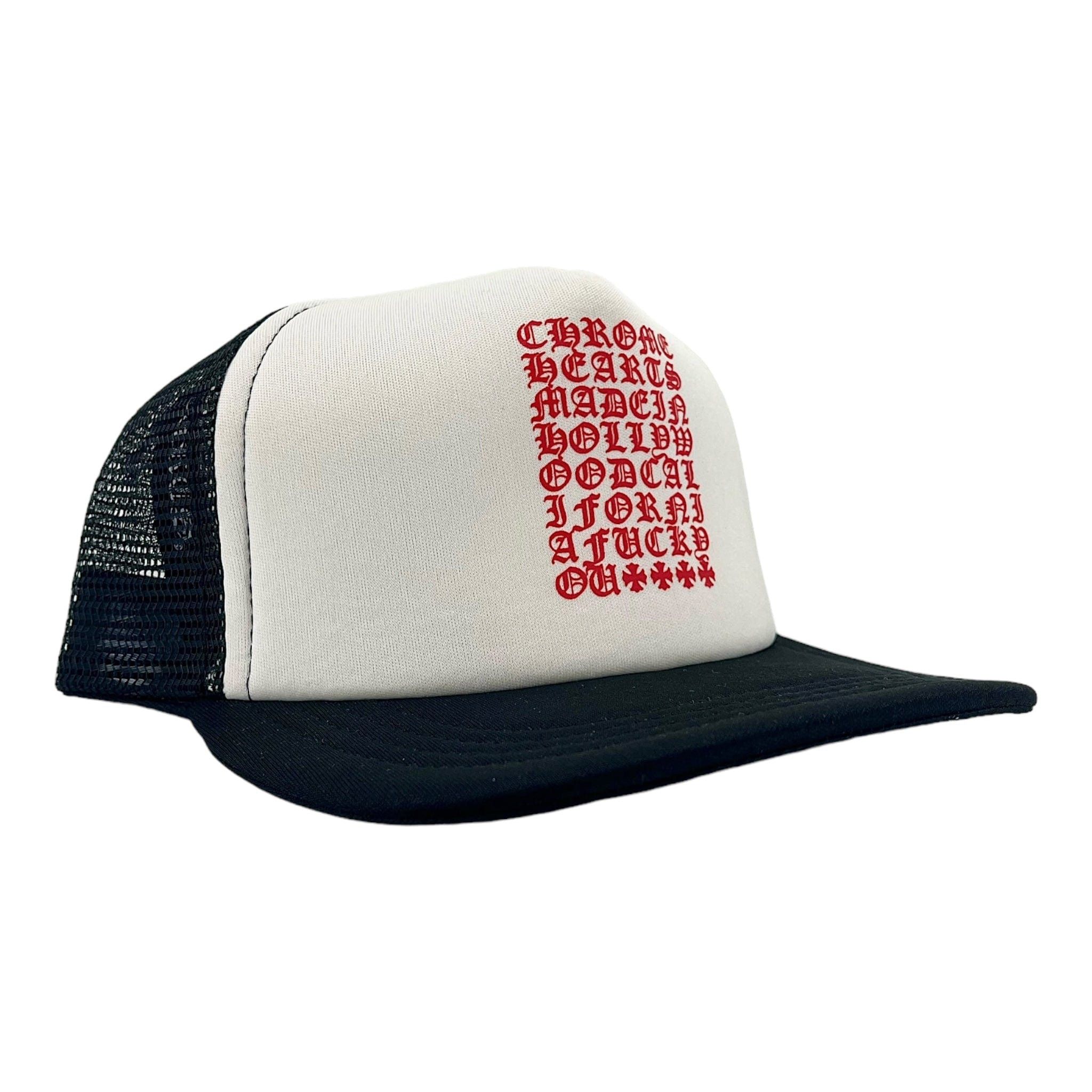 Chrome Hearts Eye Chart Trucker Hat Black White Red | Grailed