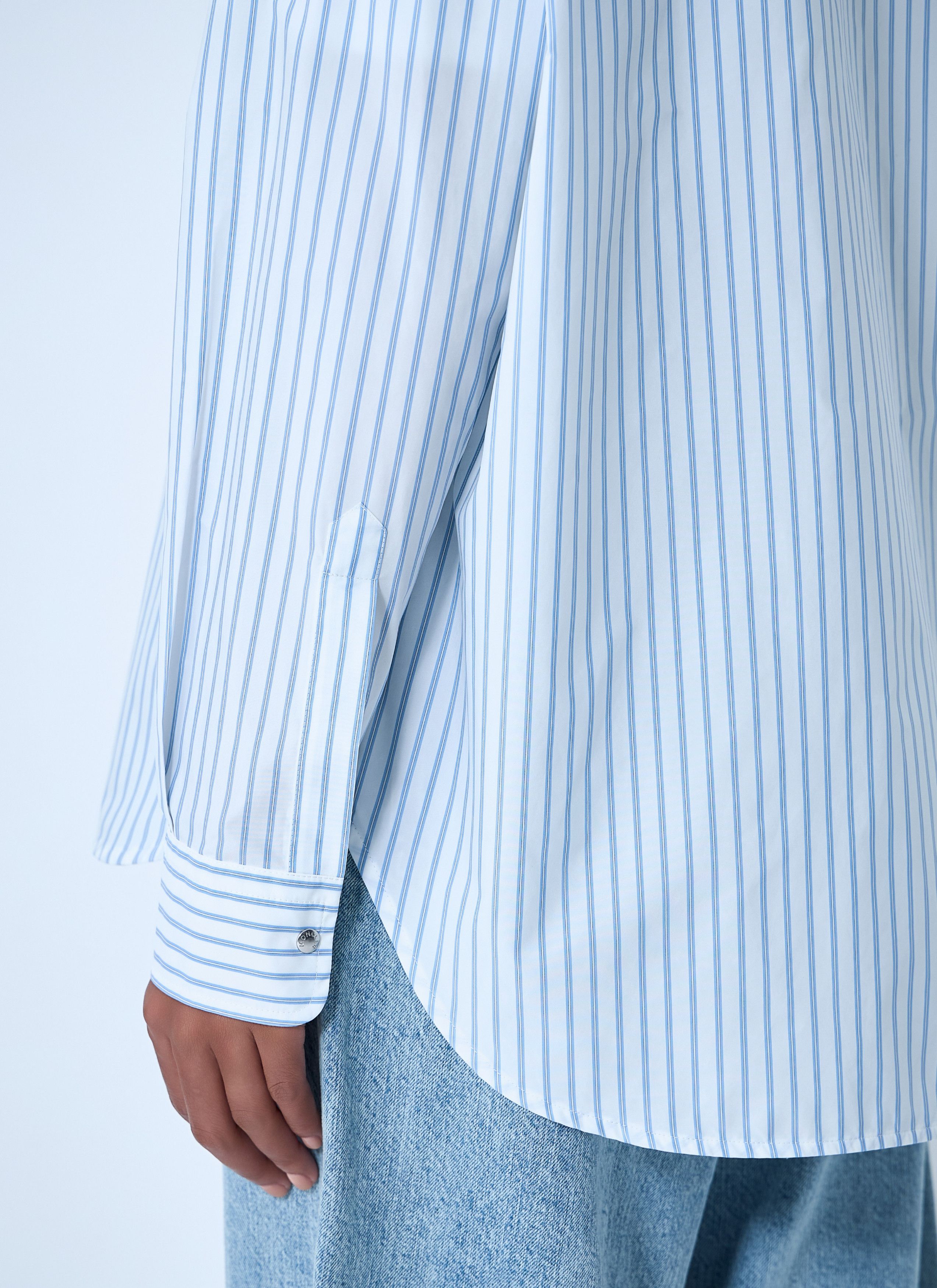 Moncler Striped Shirt With Logo Patch Size L / US 10 / IT 46 - 6 Thumbnail