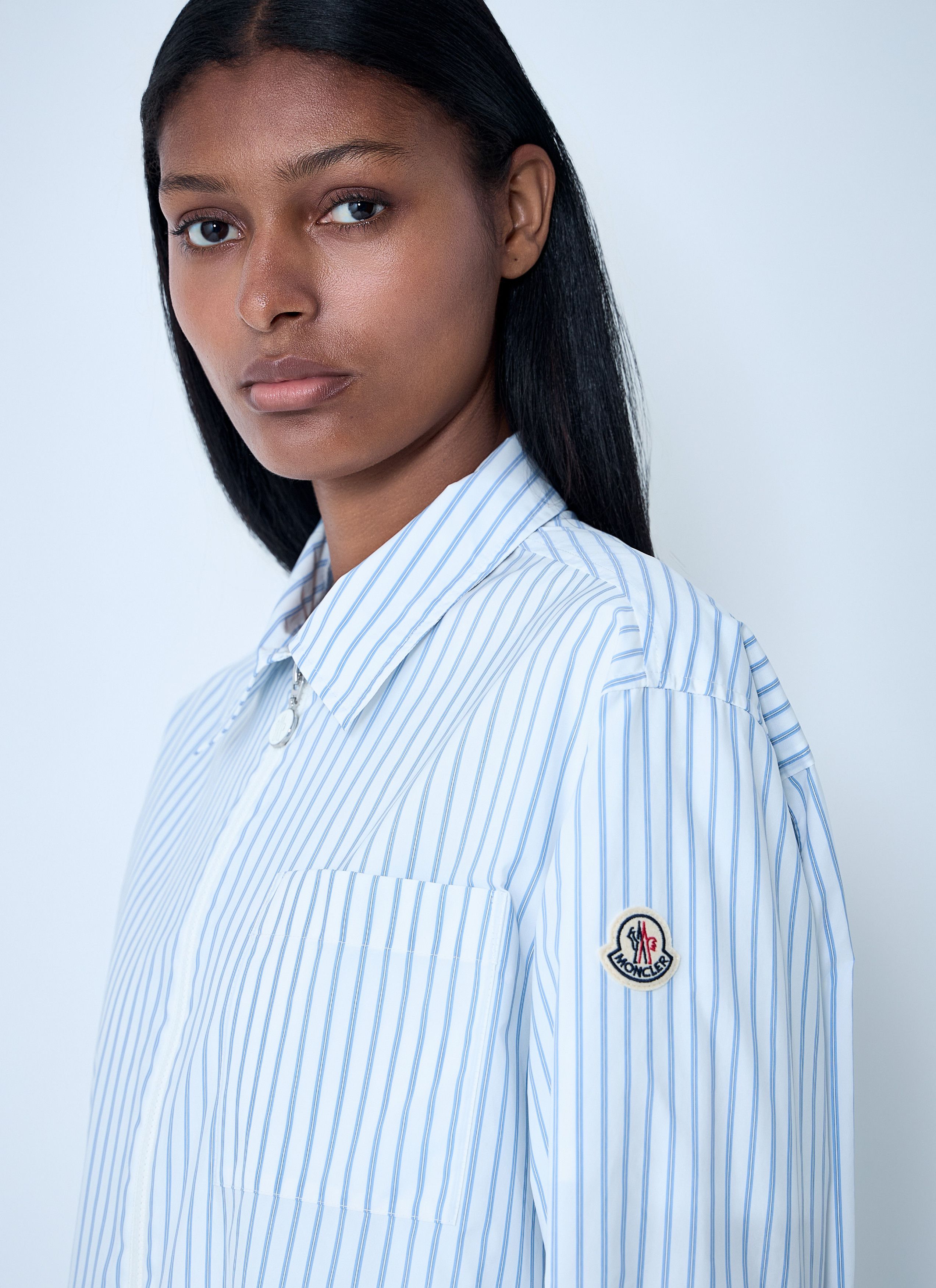 Moncler Striped Shirt With Logo Patch Size L / US 10 / IT 46 - 5 Thumbnail