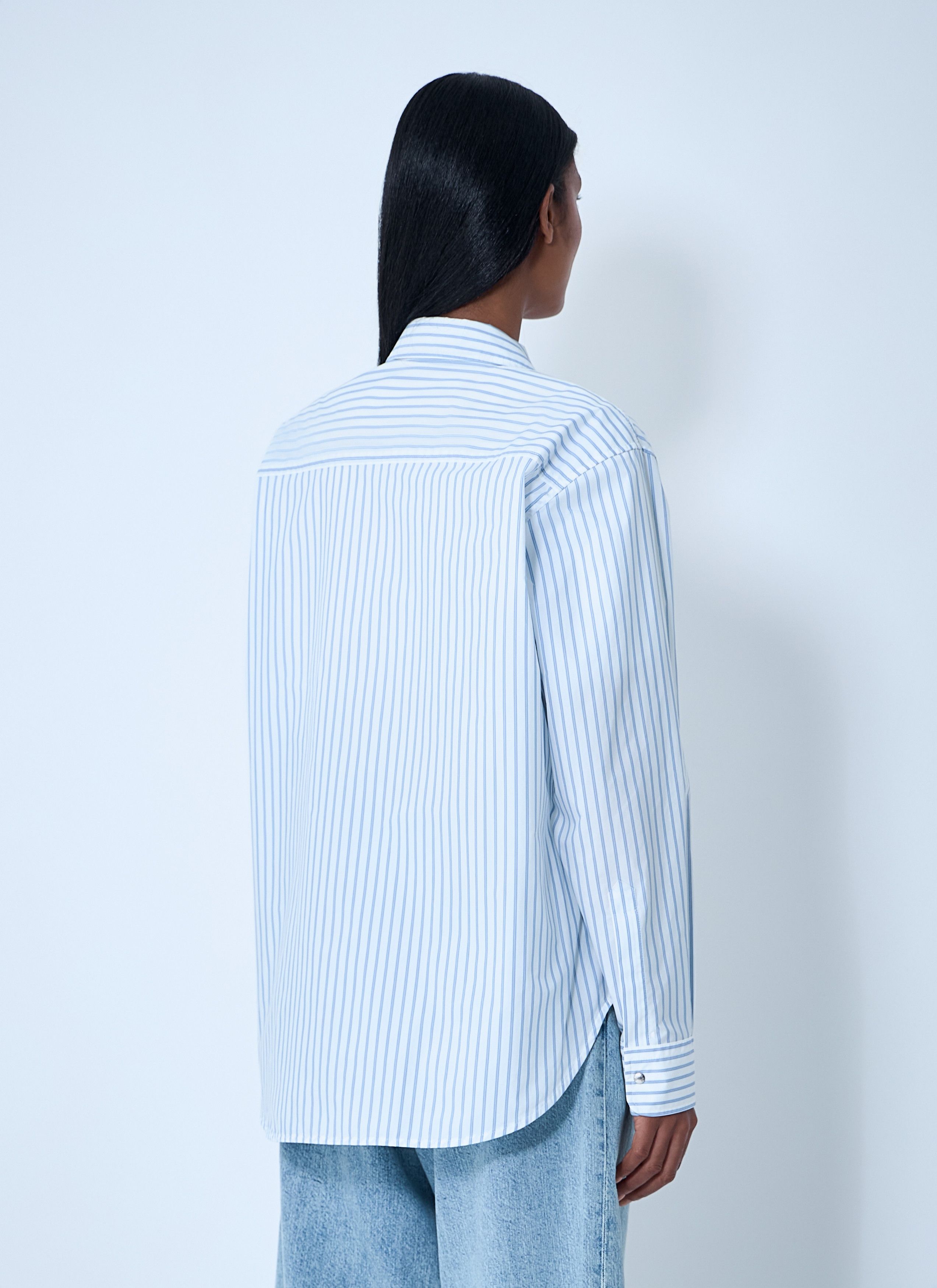 Moncler Striped Shirt With Logo Patch Size L / US 10 / IT 46 - 4 Thumbnail