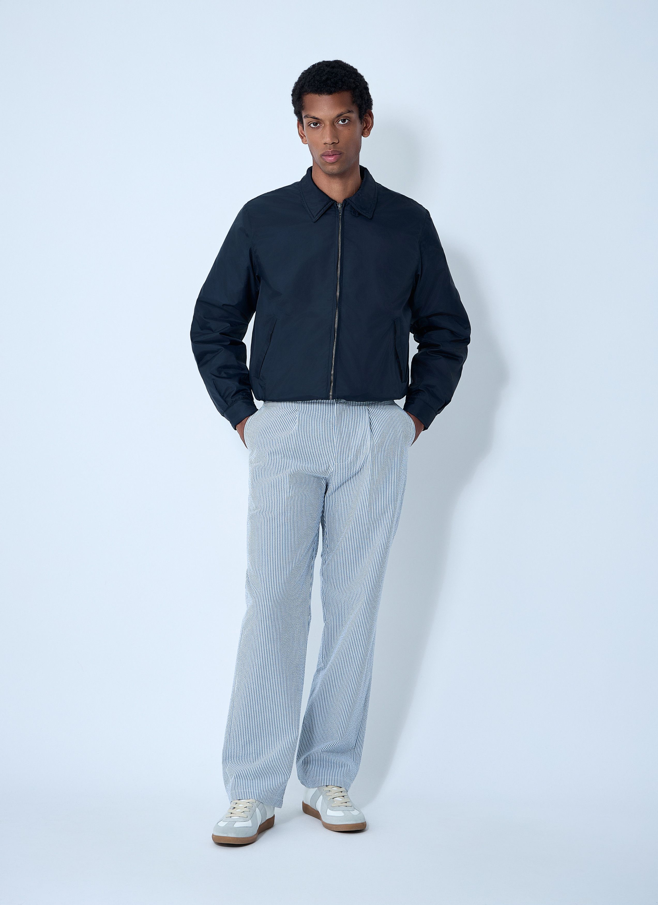Noah Seersucker Belted Single-Pleat Pants Size US 30 / EU 46 - 2 Thumbnail