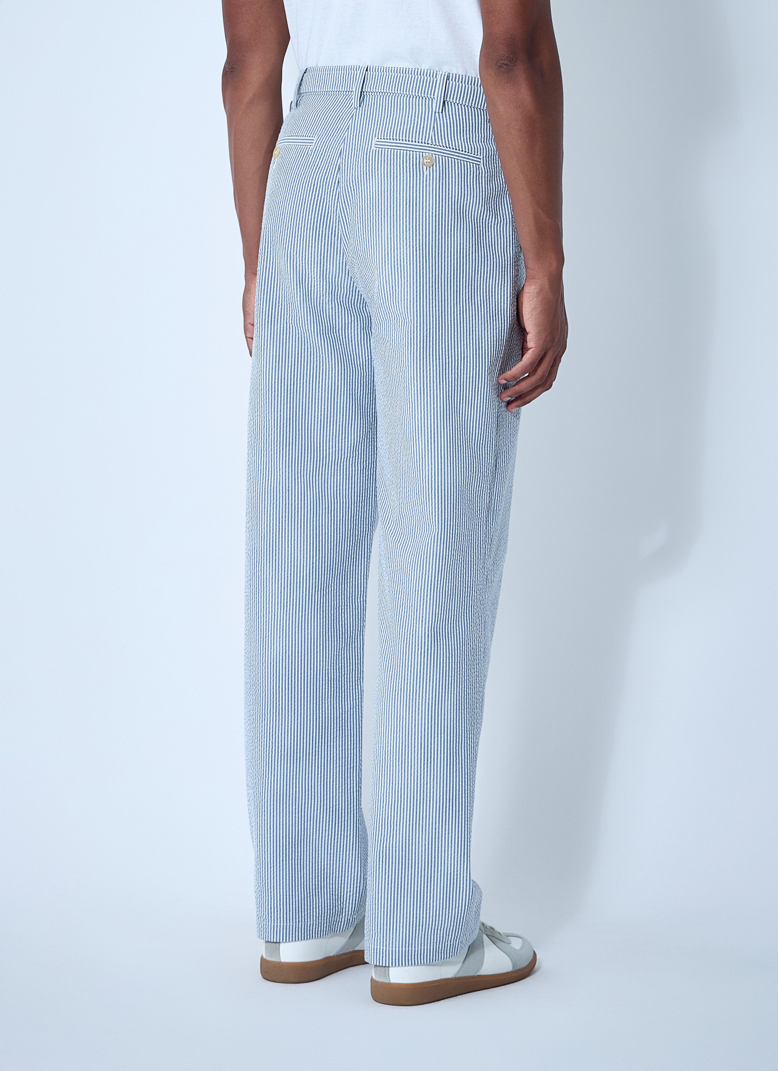 Noah Seersucker Belted Single-Pleat Pants Size US 30 / EU 46 - 4 Thumbnail