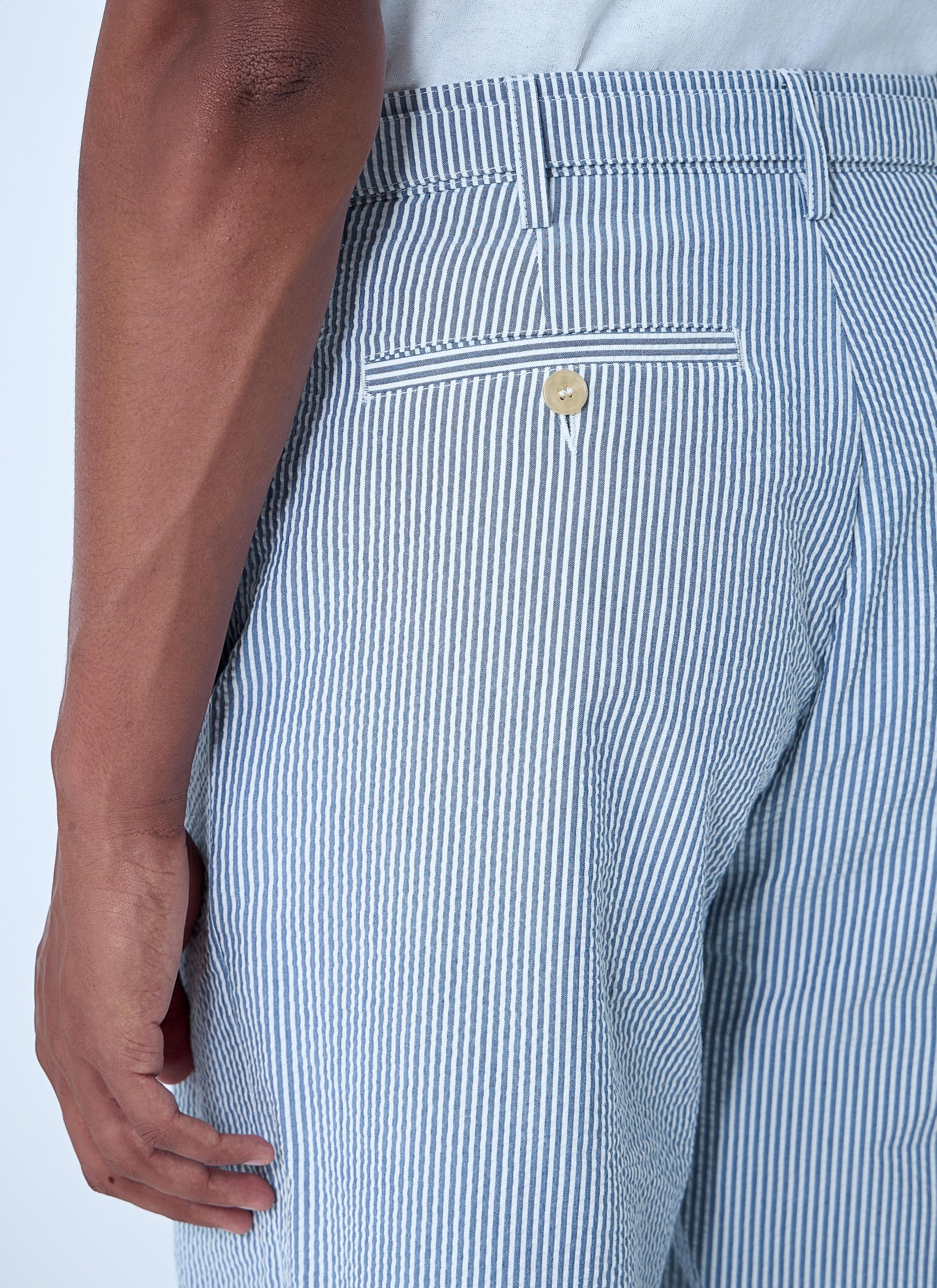 Noah Seersucker Belted Single-Pleat Pants Size US 30 / EU 46 - 6 Thumbnail