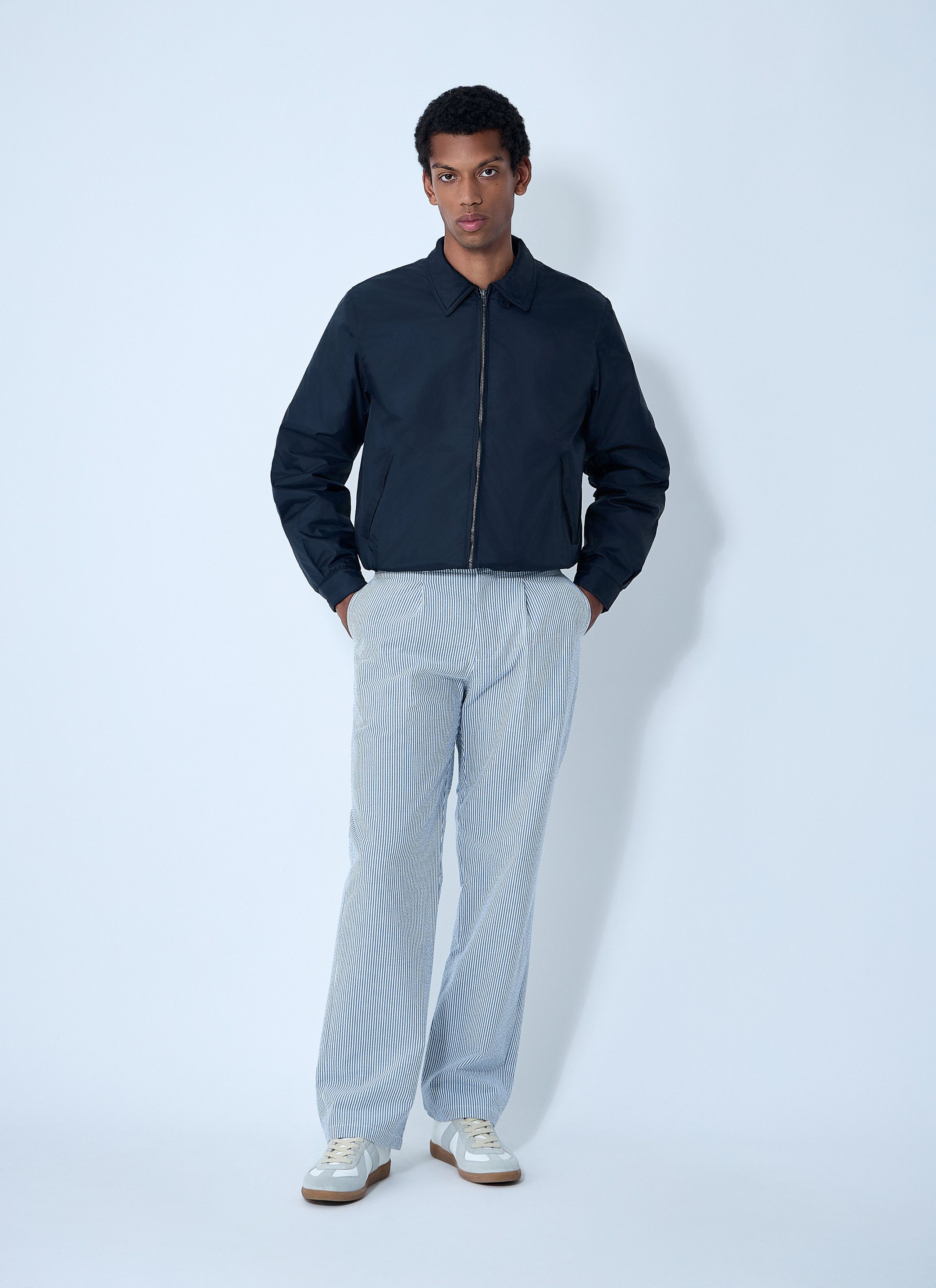 Noah Seersucker Belted Single-Pleat Pants Size US 32 / EU 48 - 2 Thumbnail