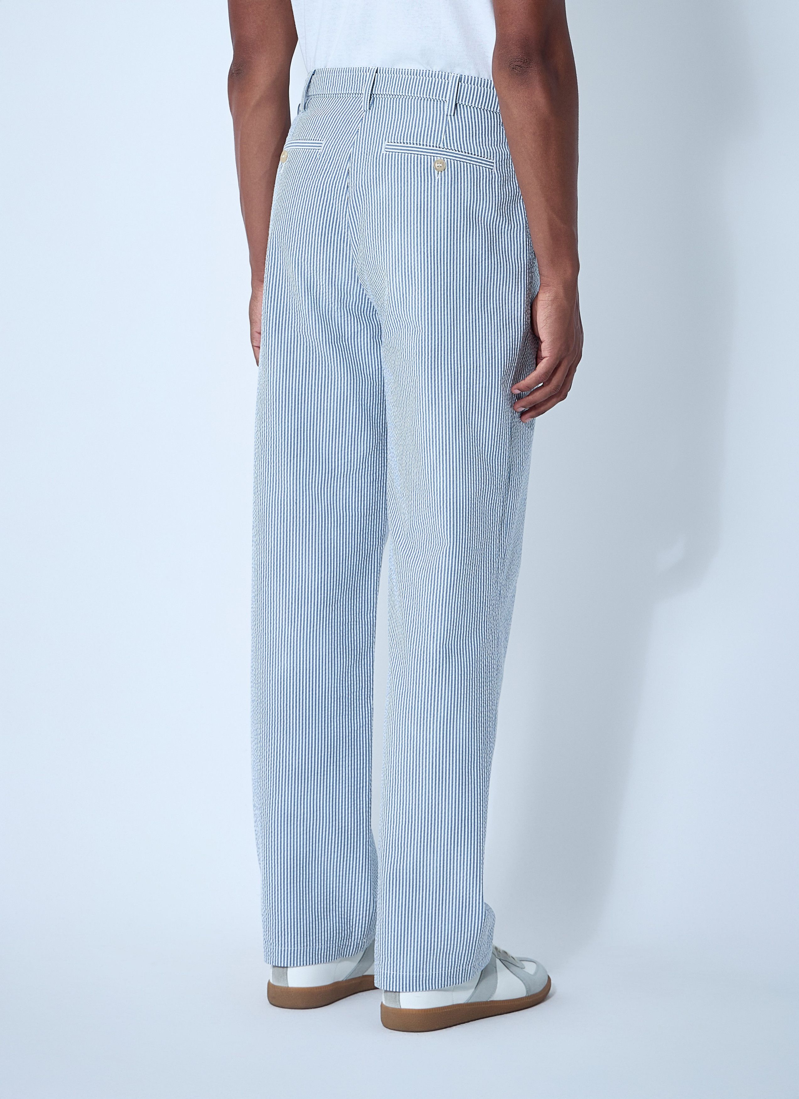 Noah Seersucker Belted Single-Pleat Pants Size US 32 / EU 48 - 4 Thumbnail