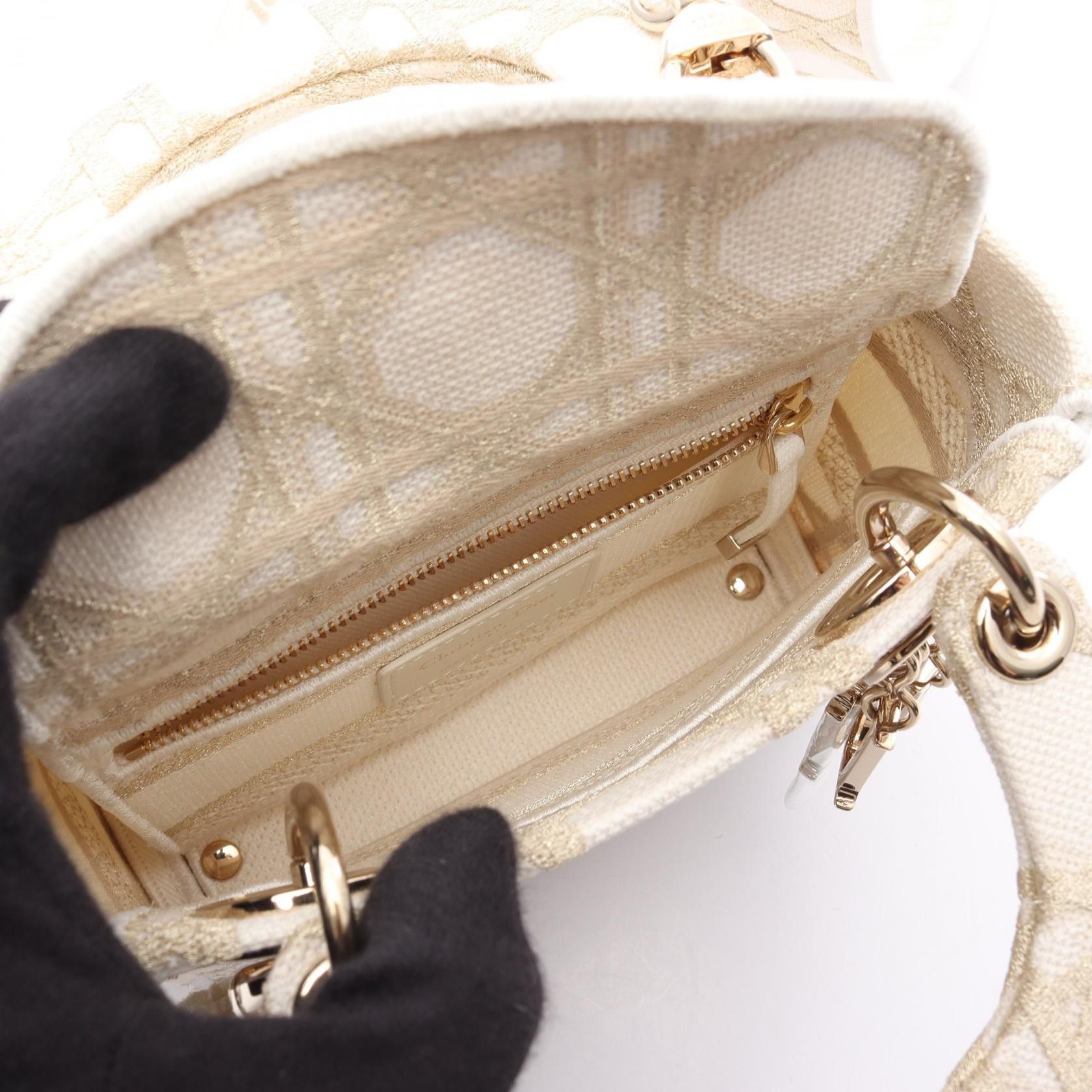 Dior Dior Dior Lady Dior Mini Canvas Handbag Canvas Handbag Size ONE SIZE - 3 Thumbnail