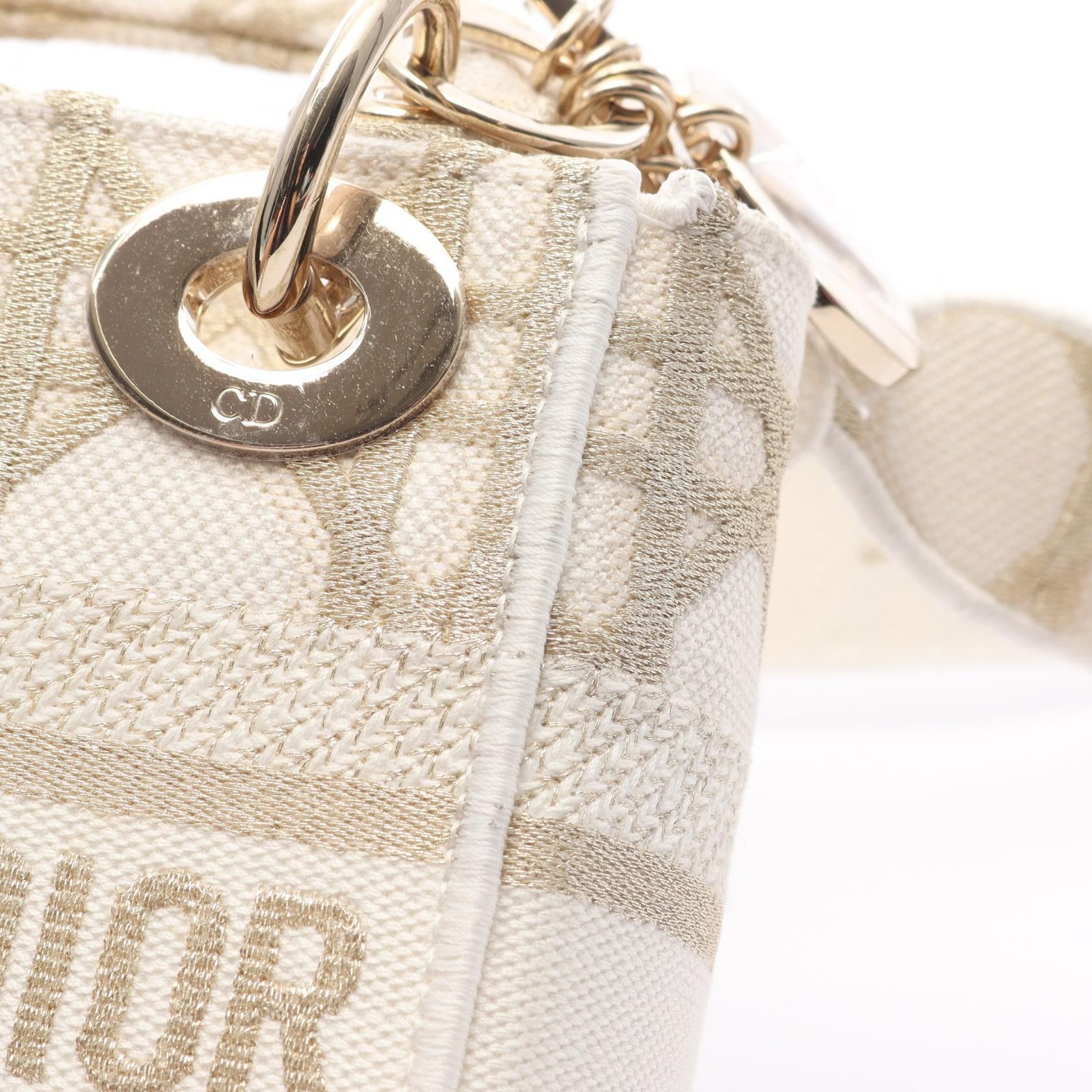 Dior Dior Dior Lady Dior Mini Canvas Handbag Canvas Handbag Size ONE SIZE - 6 Thumbnail