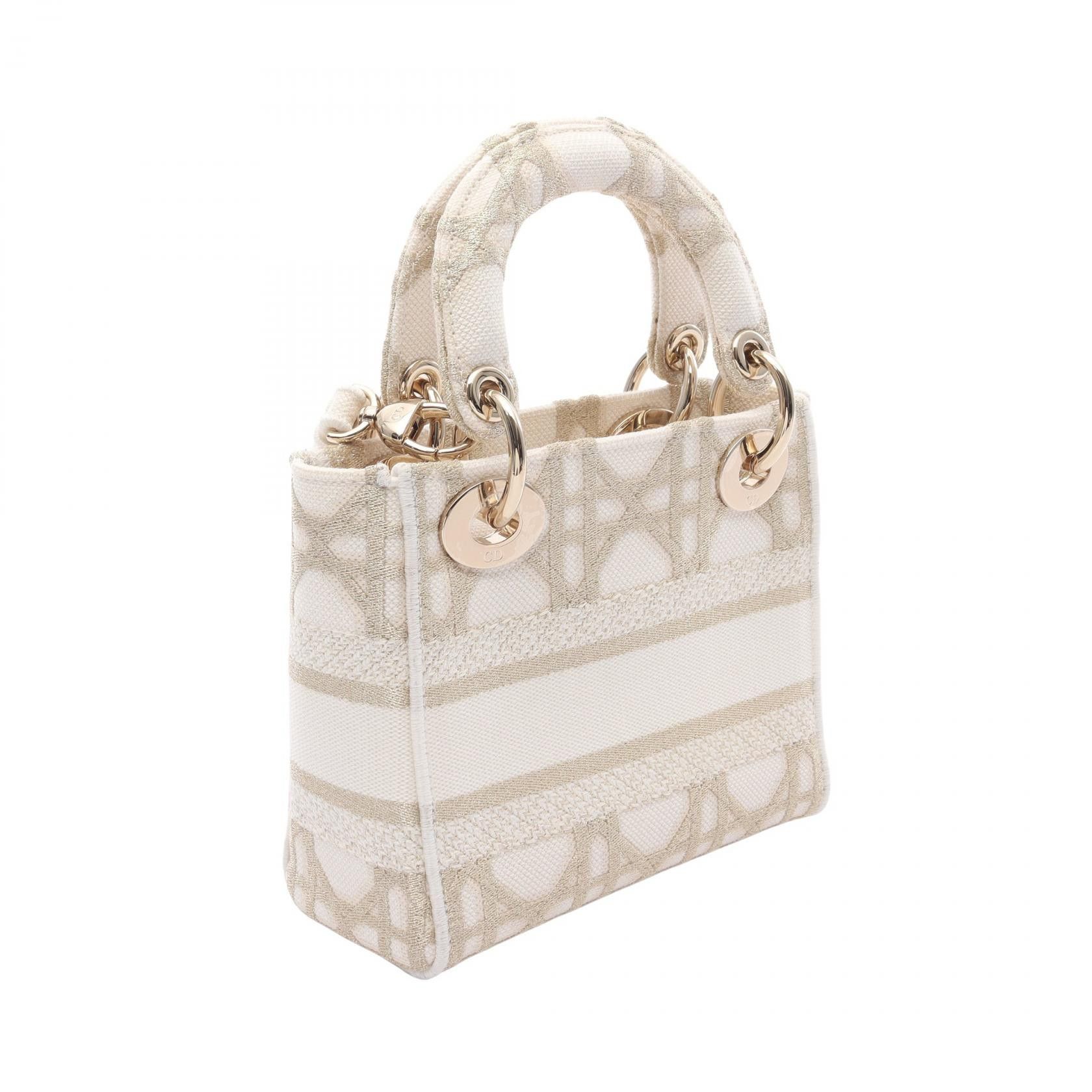 Dior Dior Dior Lady Dior Mini Canvas Handbag Canvas Handbag Size ONE SIZE - 2 Thumbnail