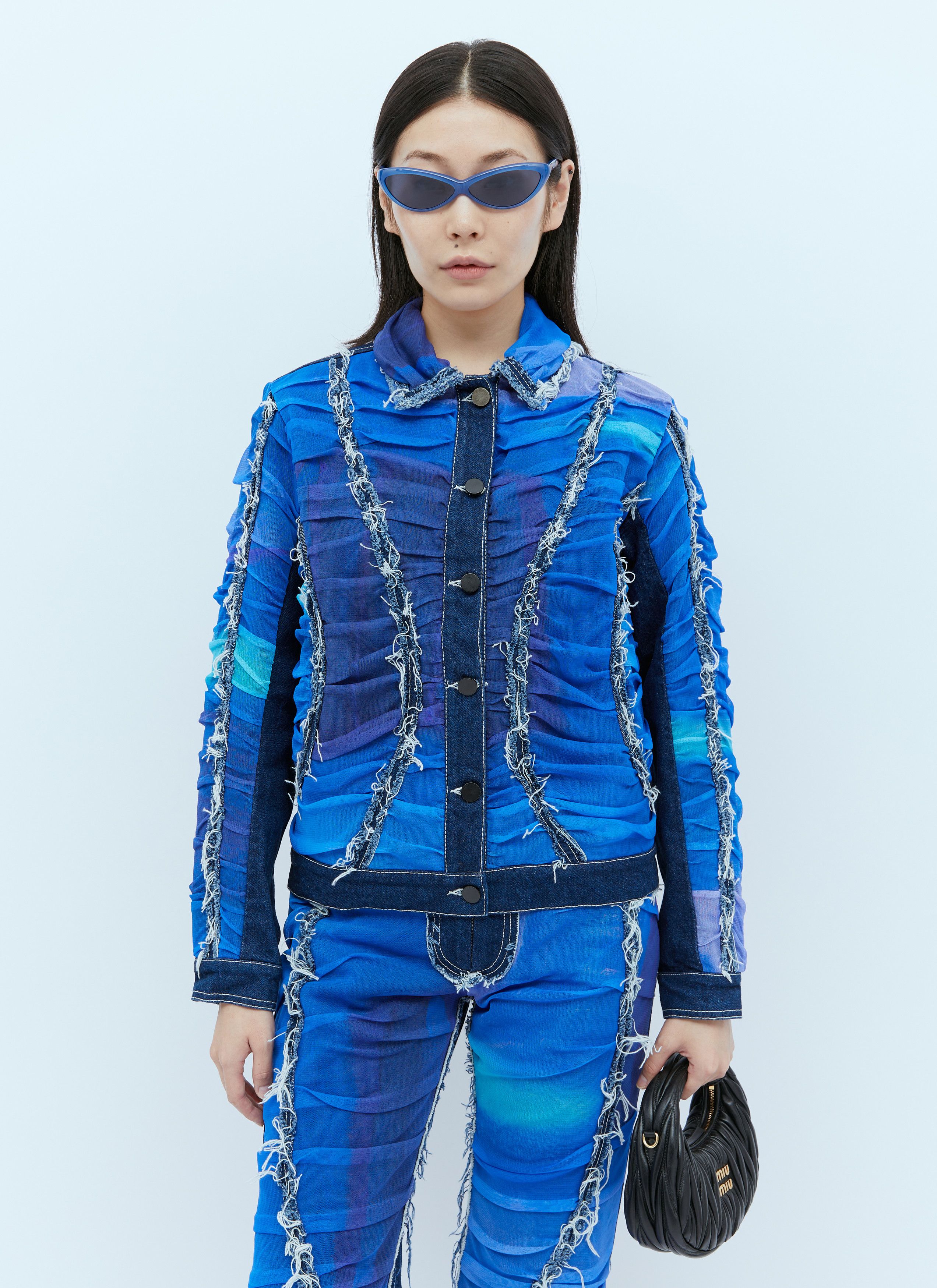 Paula Canovas del Vas Mesh Construction Denim Jacket Size L / US 10 / IT 46 - 4 Thumbnail
