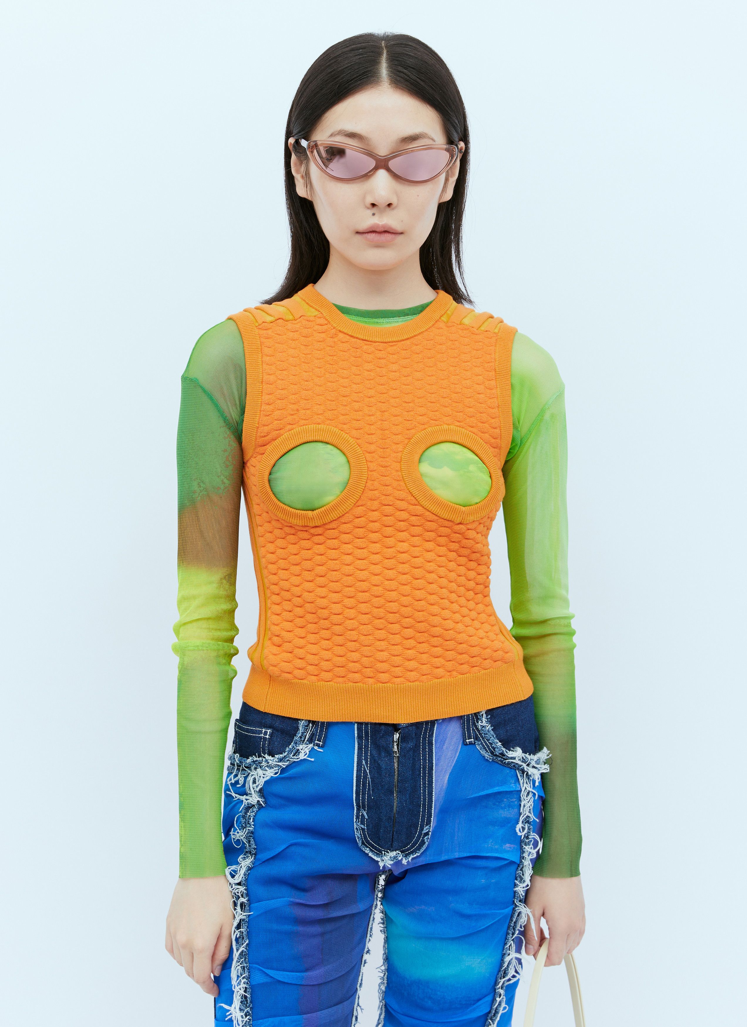 Paula Canovas del Vas Knit Bubble Cut-Out Vest Size L / US 10 / IT 46 - 3 Thumbnail