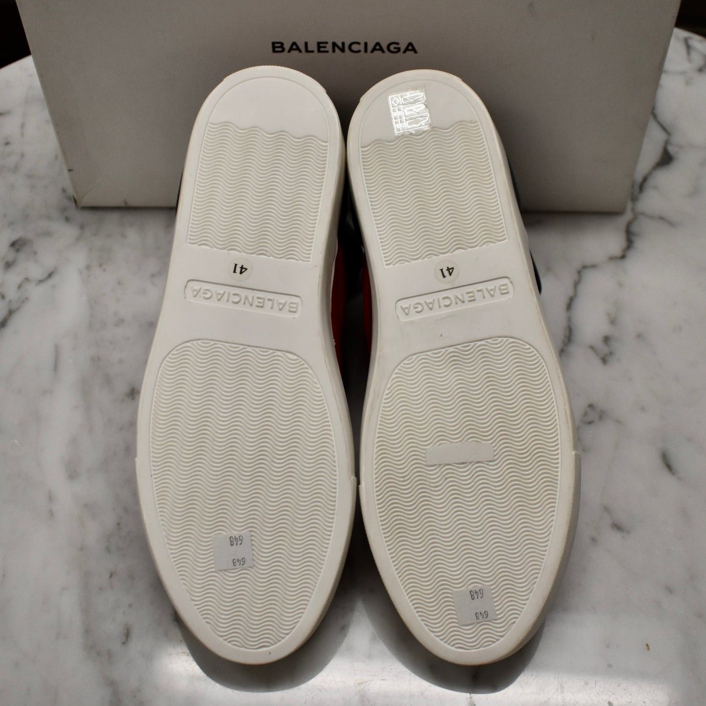 Balenciaga Balenciaga Red/Navy Multi Material Mid Top Sneakers NEW Size US 8 / EU 41 - 7 Thumbnail