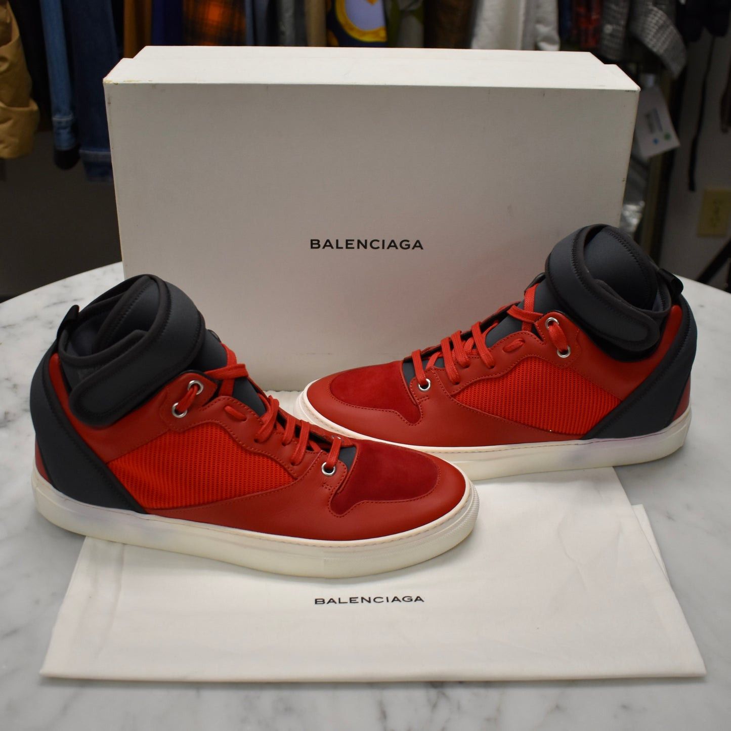 Balenciaga Balenciaga Red/Navy Multi Material Mid Top Sneakers NEW Size US 8 / EU 41 - 4 Thumbnail