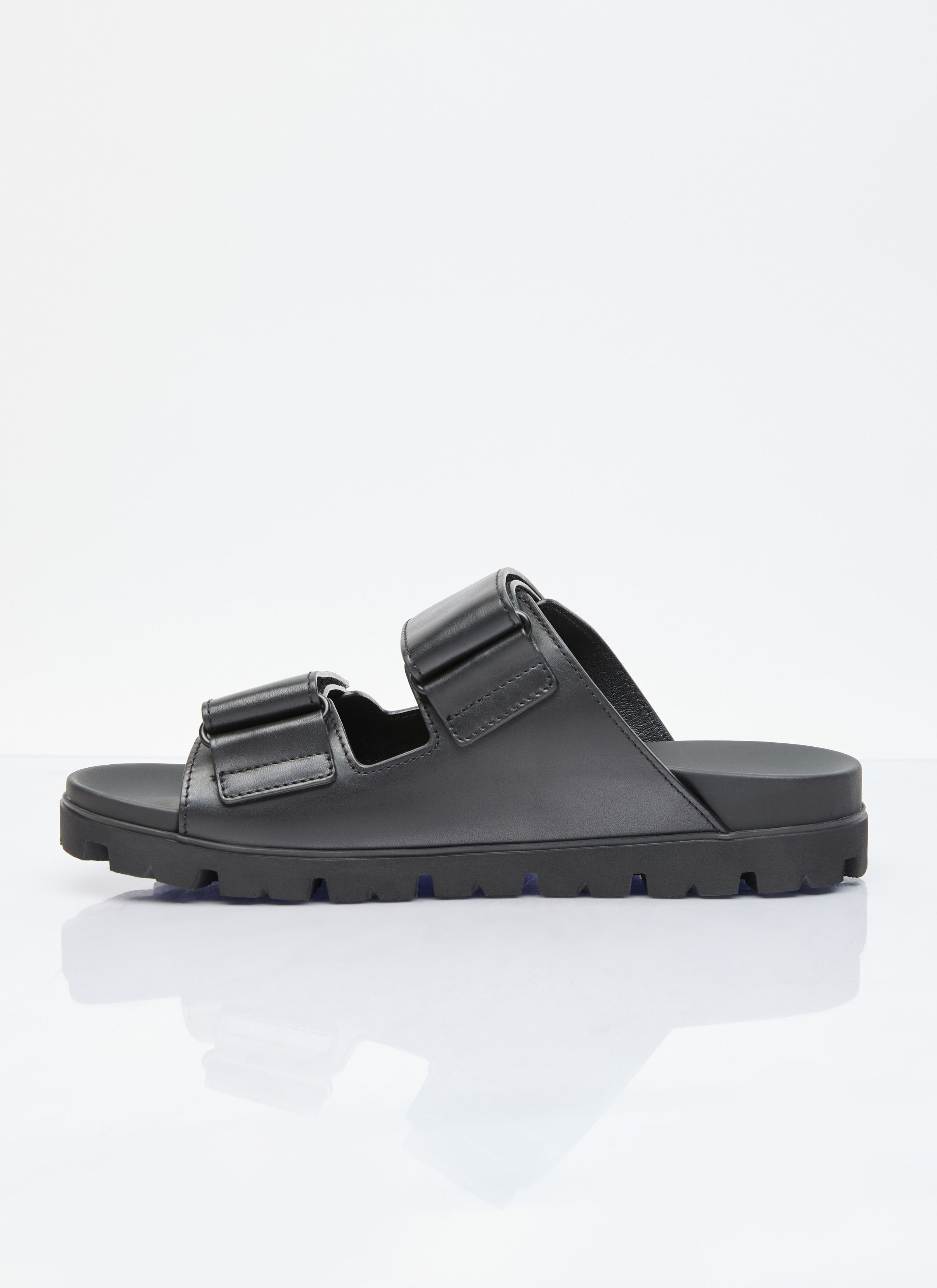 Prada Logo Plaque Leather Slides Size US 11 / EU 44 - 4 Thumbnail