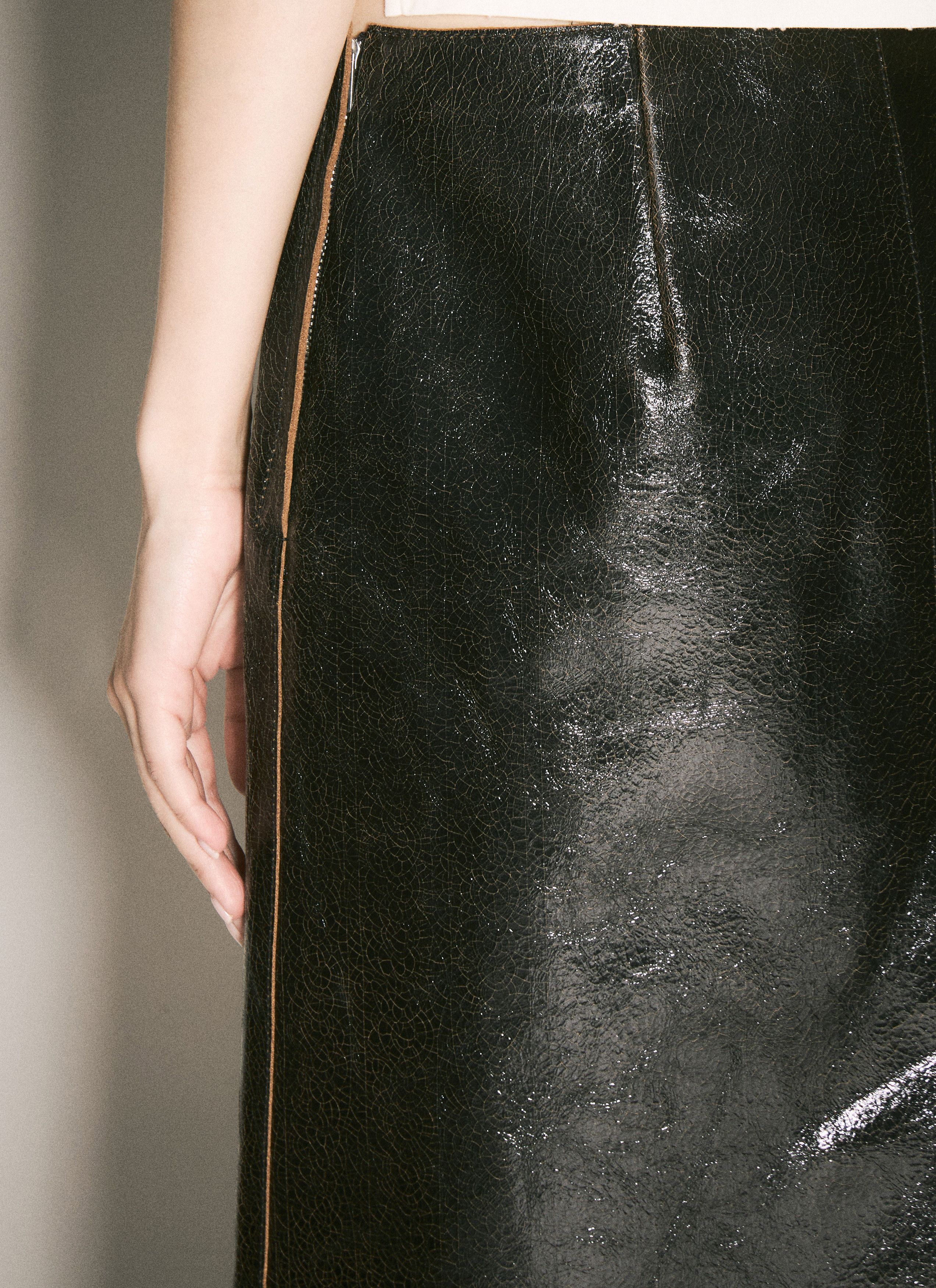 Prada Craquelé Leather Skirt Size 28" / US 6 / IT 42 - 6 Thumbnail
