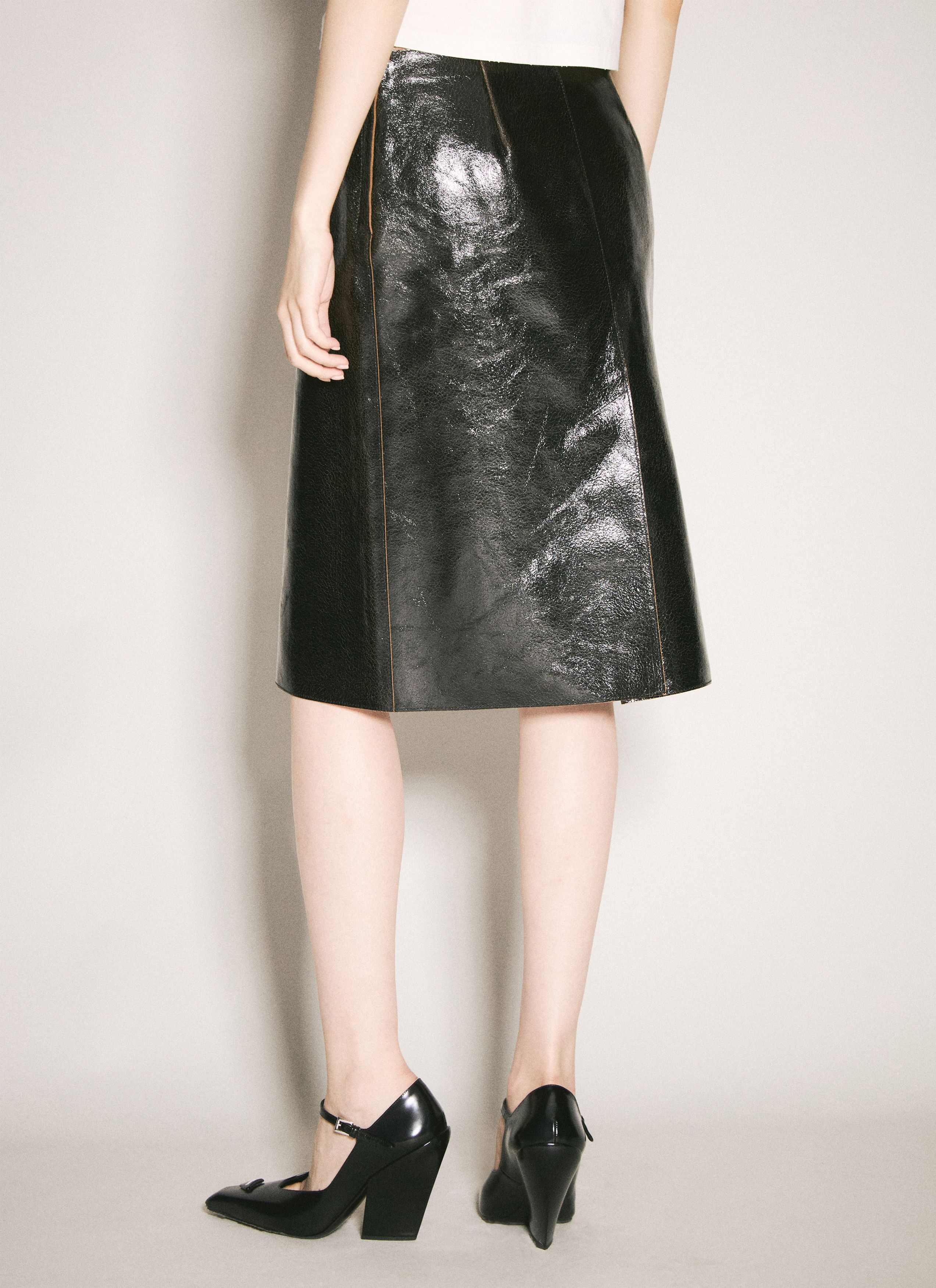 Prada Craquelé Leather Skirt Size 28" / US 6 / IT 42 - 2 Thumbnail