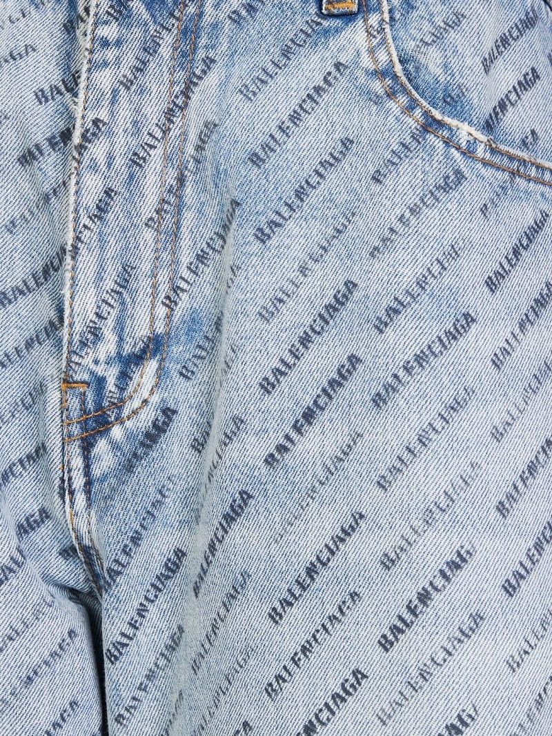 Balenciaga Stencil Allover Logo Loose Fit Buckle Pants Jeans Size US 27 - 3 Thumbnail