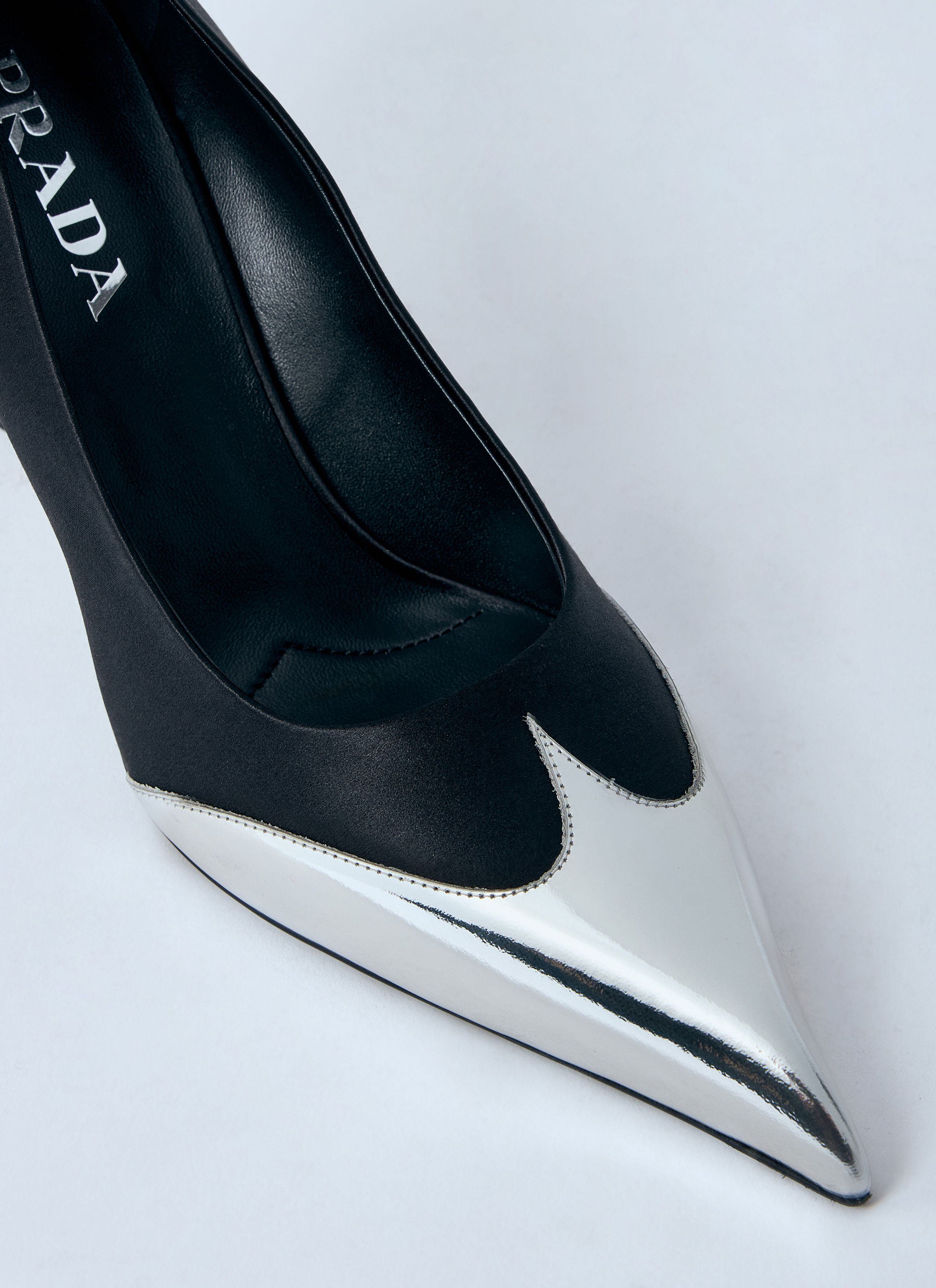 Prada Satin And Metallic Heeled Pumps Size US 8 / IT 38 - 3 Thumbnail
