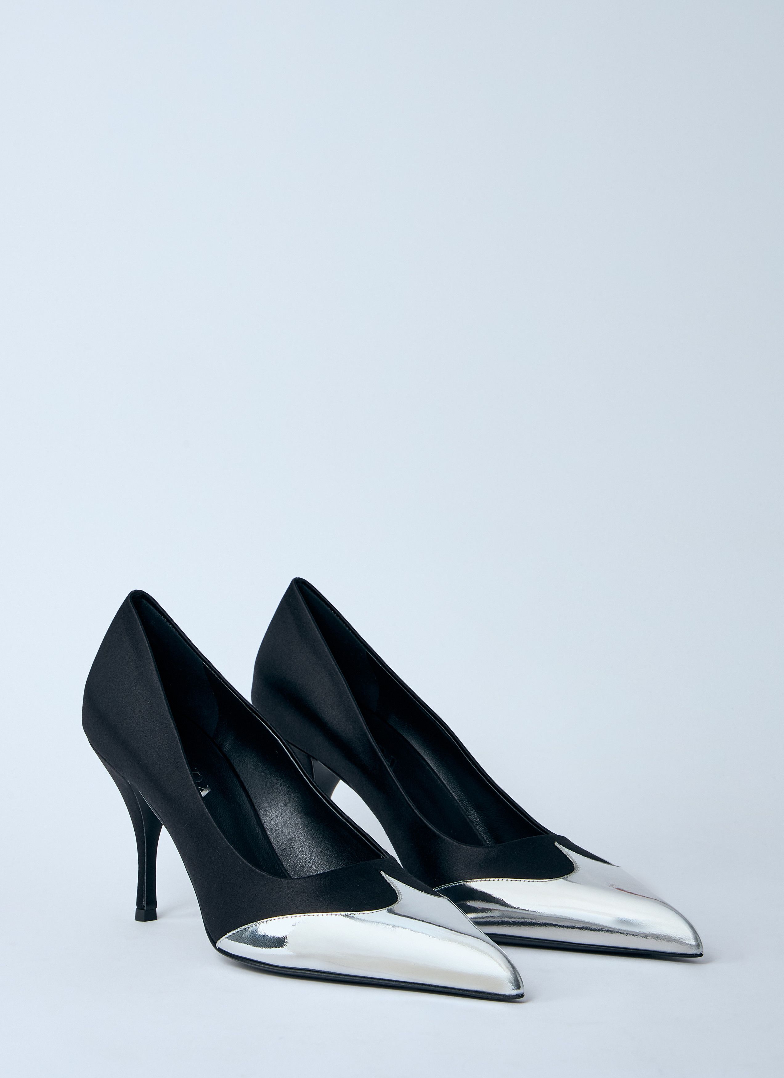 Prada Satin And Metallic Heeled Pumps Size US 8 / IT 38 - 2 Thumbnail