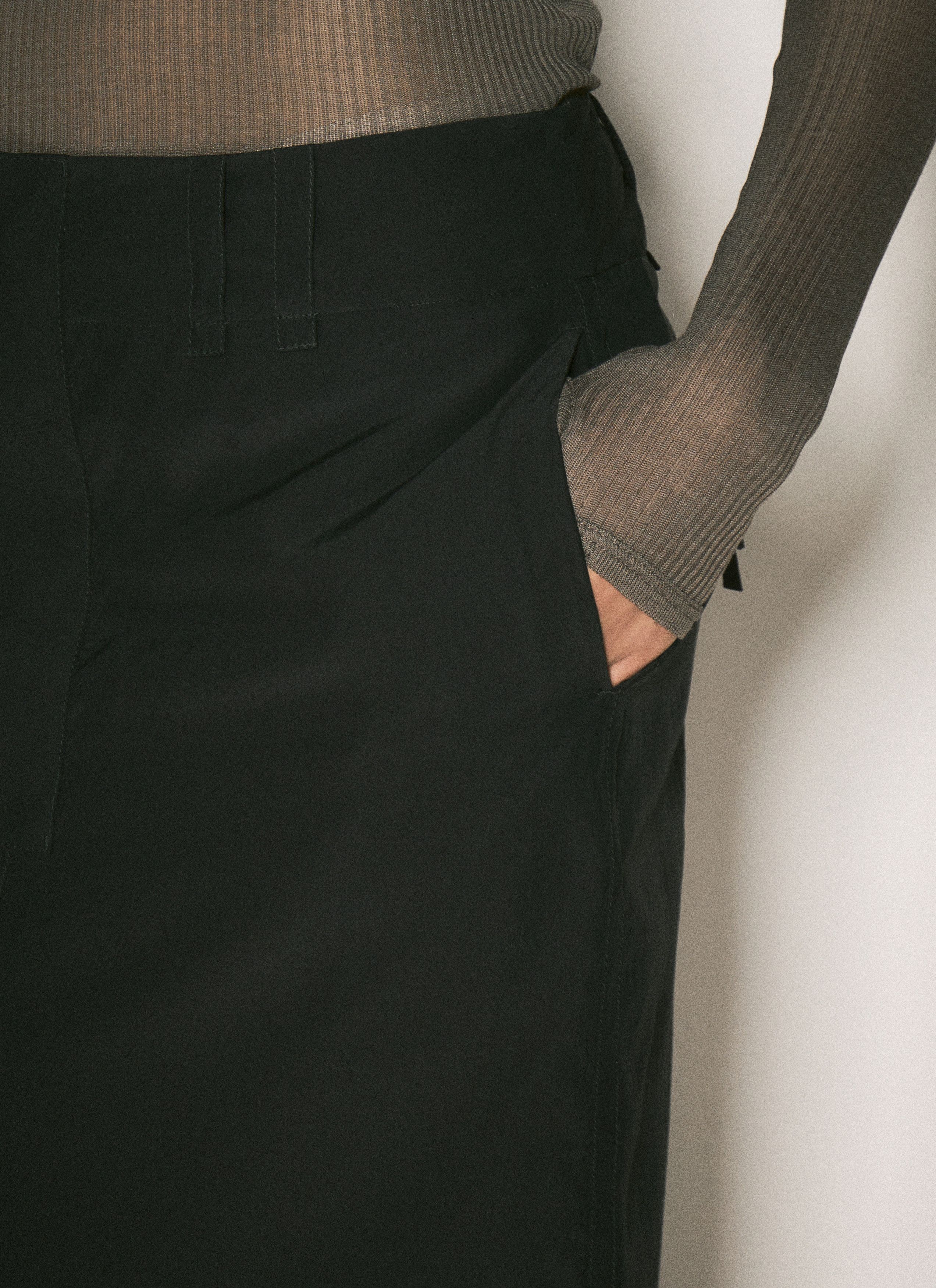 Saint Laurent Paris Silk Pencil Skirt Size 34" / US 12 / IT 48 - 3 Thumbnail