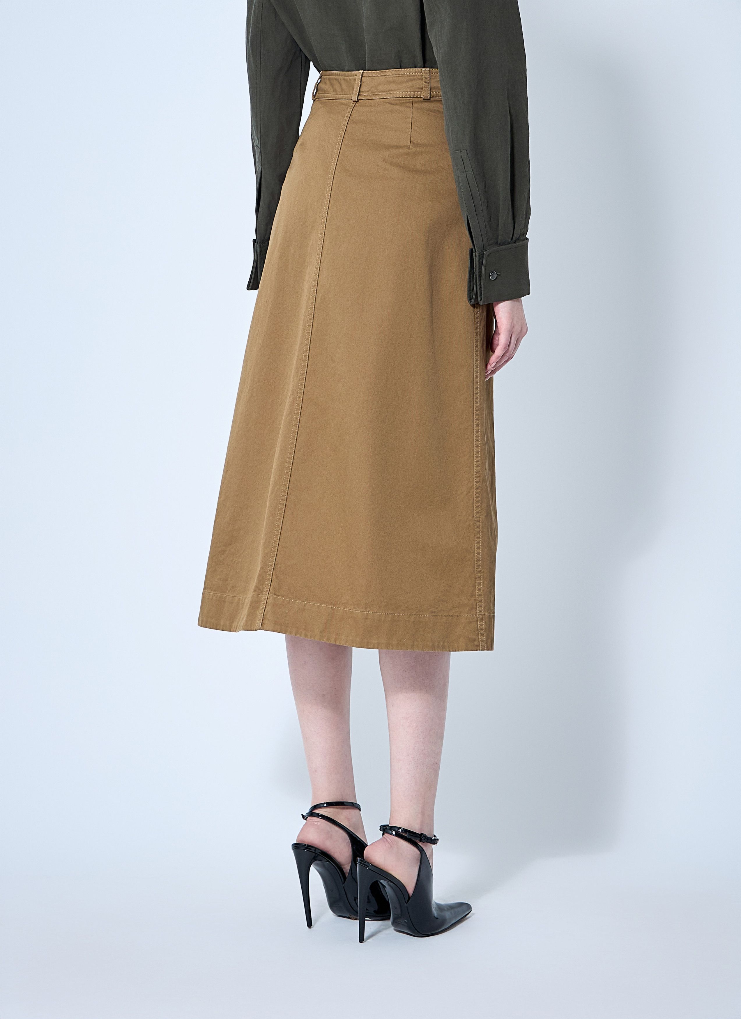 Saint Laurent Paris Cotton Serge Midi Skirt Size 34" / US 12 / IT 48 - 4 Thumbnail