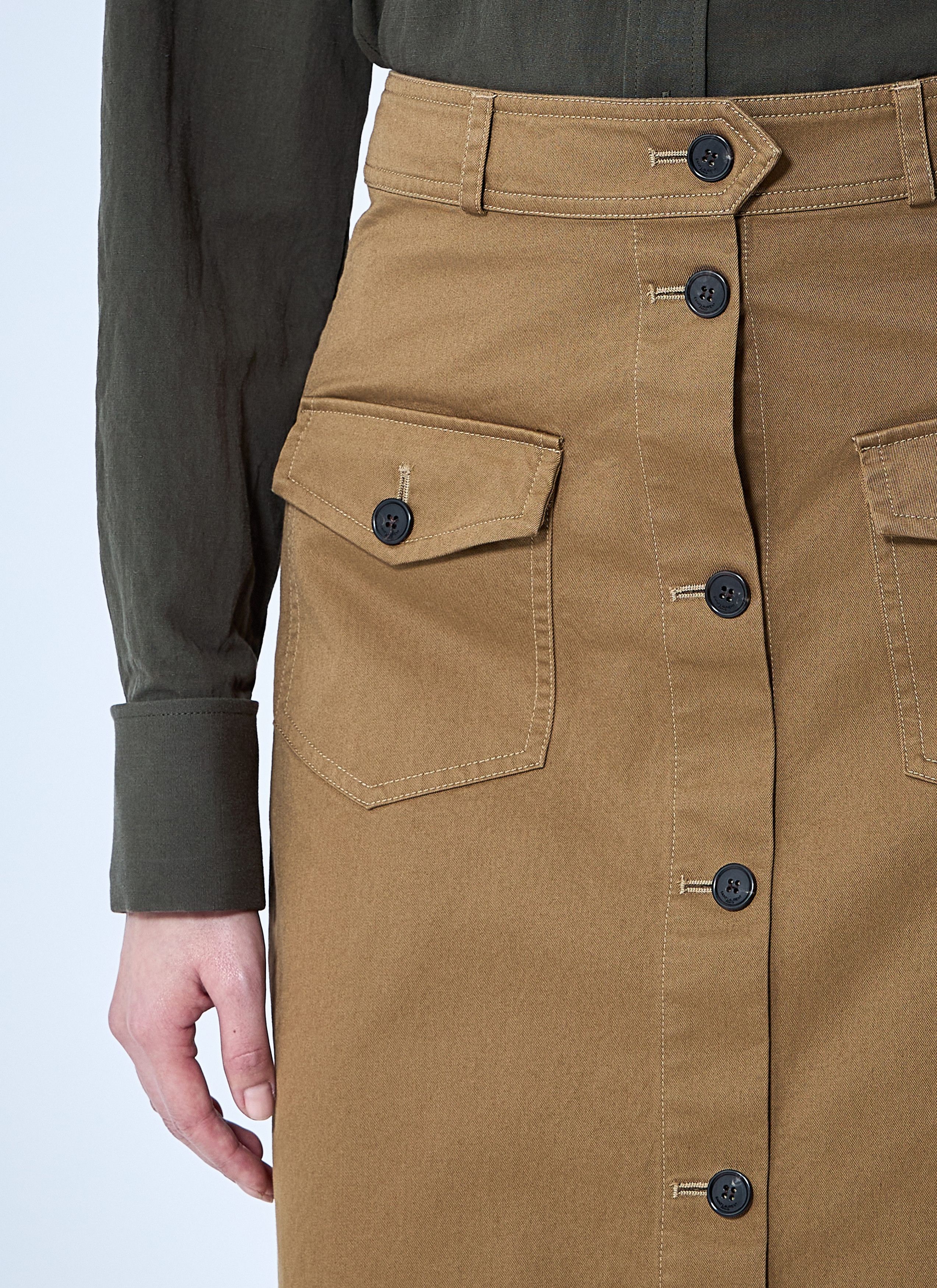 Saint Laurent Paris Cotton Serge Midi Skirt Size 28" / US 6 / IT 42 - 5 Thumbnail