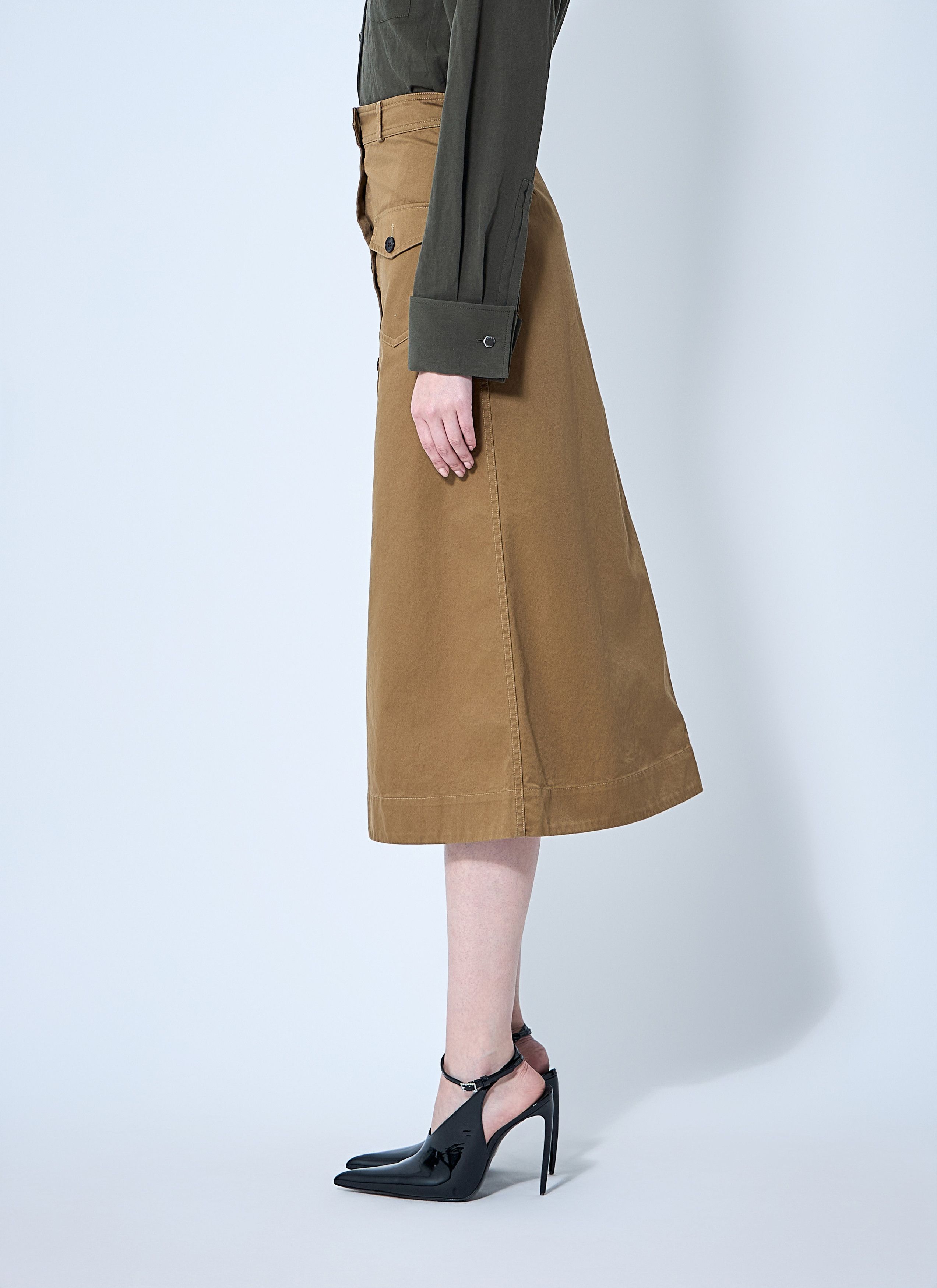 Saint Laurent Paris Cotton Serge Midi Skirt Size 28" / US 6 / IT 42 - 3 Thumbnail