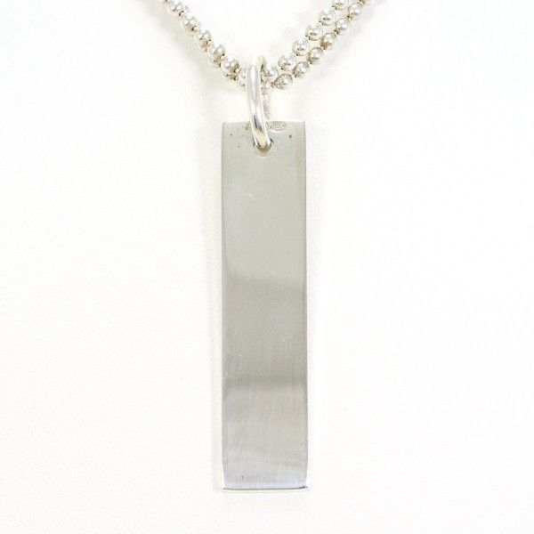 Logo Plate Silver Necklace Metal Necklace Miscellaneous