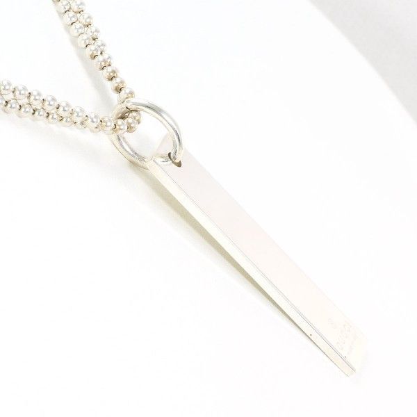 Logo Plate Silver Necklace Metal Necklace Miscellaneous