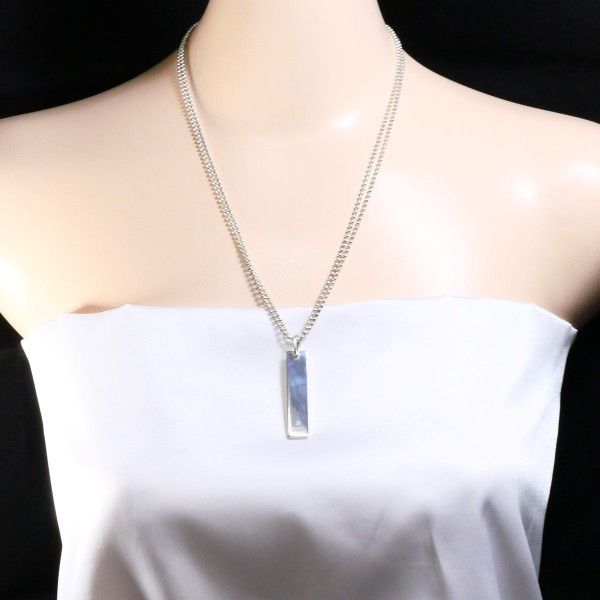 Logo Plate Silver Necklace Metal Necklace Miscellaneous