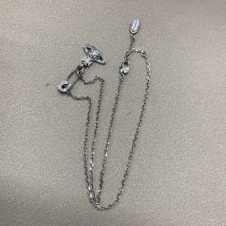 Vivienne Westwood Vivienne Westwood Lucrece Crystal Safety Pin Necklace 0079 Size ONE SIZE - 10 Thumbnail