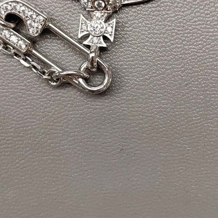 Vivienne Westwood Vivienne Westwood Silver Crystal Safety Pin Necklace 0079 Size ONE SIZE - 2 Thumbnail