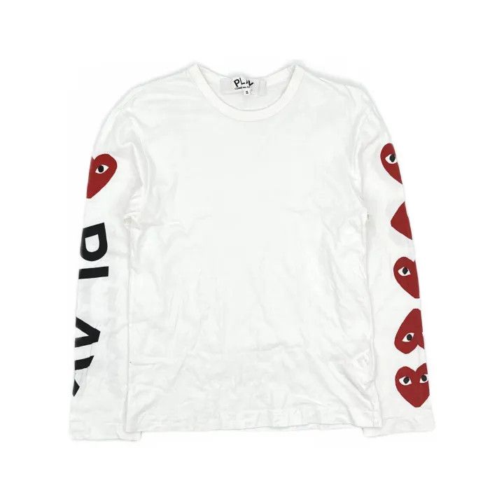 Comme des Garcons CDG Play White Long Sleeve T-Shirt with Hearts 0079 Size US S / EU 44-46 / 1 - 2 Thumbnail