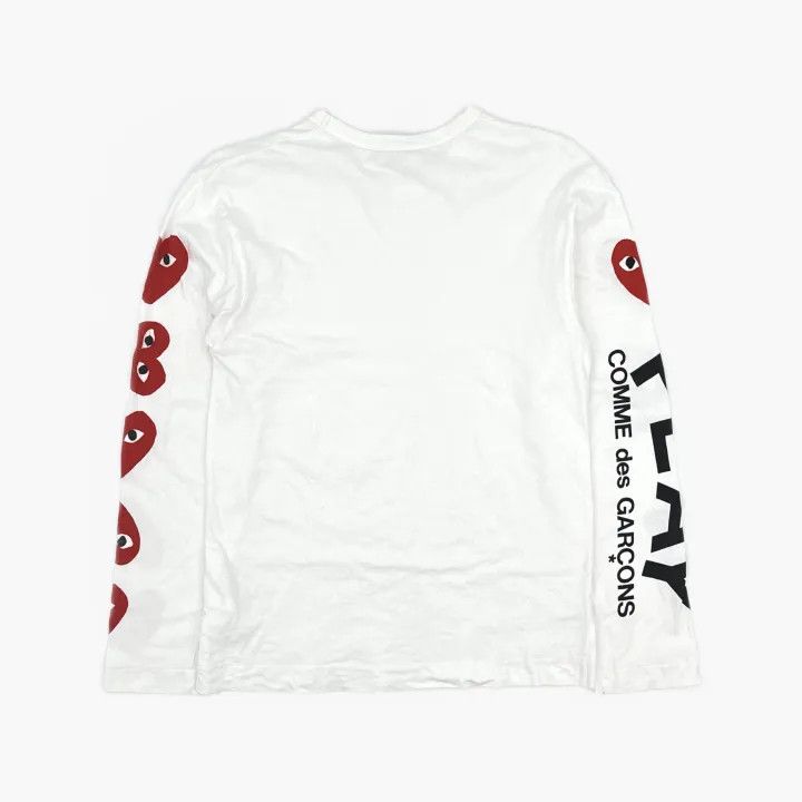 Comme des Garcons CDG Play White Long Sleeve T-Shirt with Hearts 0079 Size US S / EU 44-46 / 1 - 3 Thumbnail