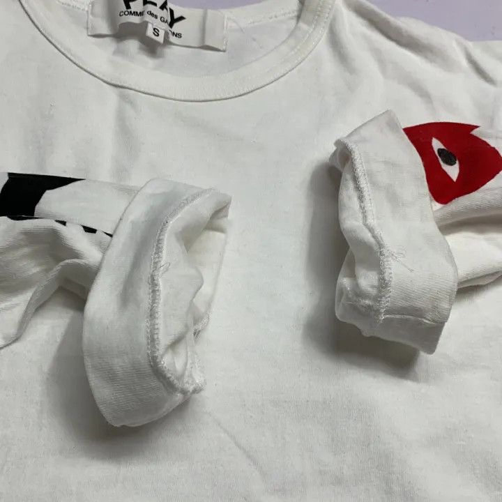 Comme des Garcons CDG Play White Long Sleeve T-Shirt with Hearts 0079 Size US S / EU 44-46 / 1 - 7 Thumbnail