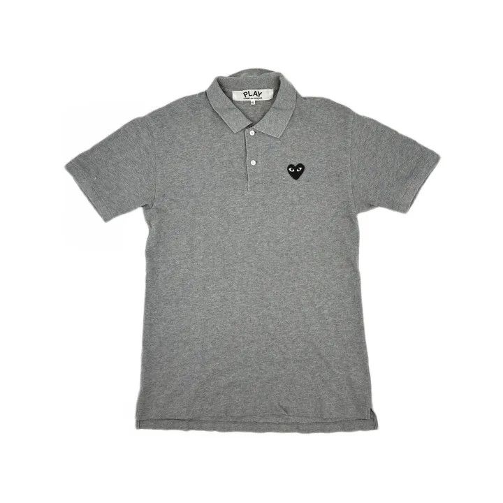 Comme des Garcons Comme des Garçons Play Gray Heart Logo Polo Shirt 0079 Size US XL / EU 56 / 4 - 2 Thumbnail