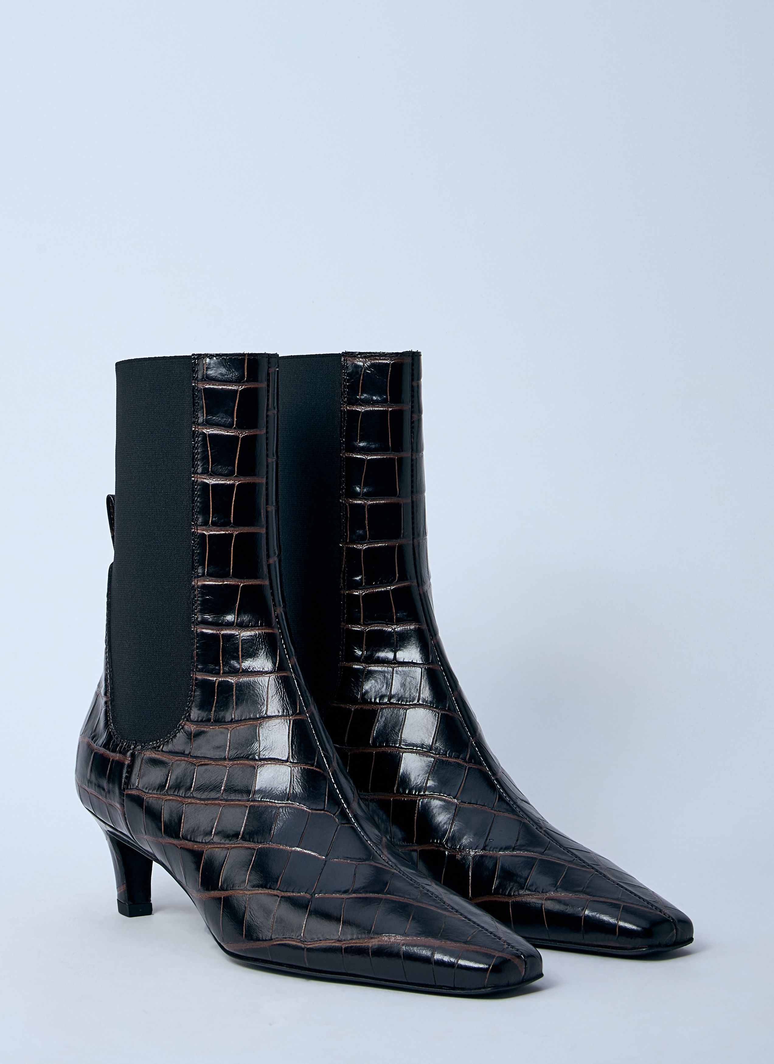 Toteme Croc-Embossed Leather Boots Size US 6 / IT 36 - 2 Thumbnail