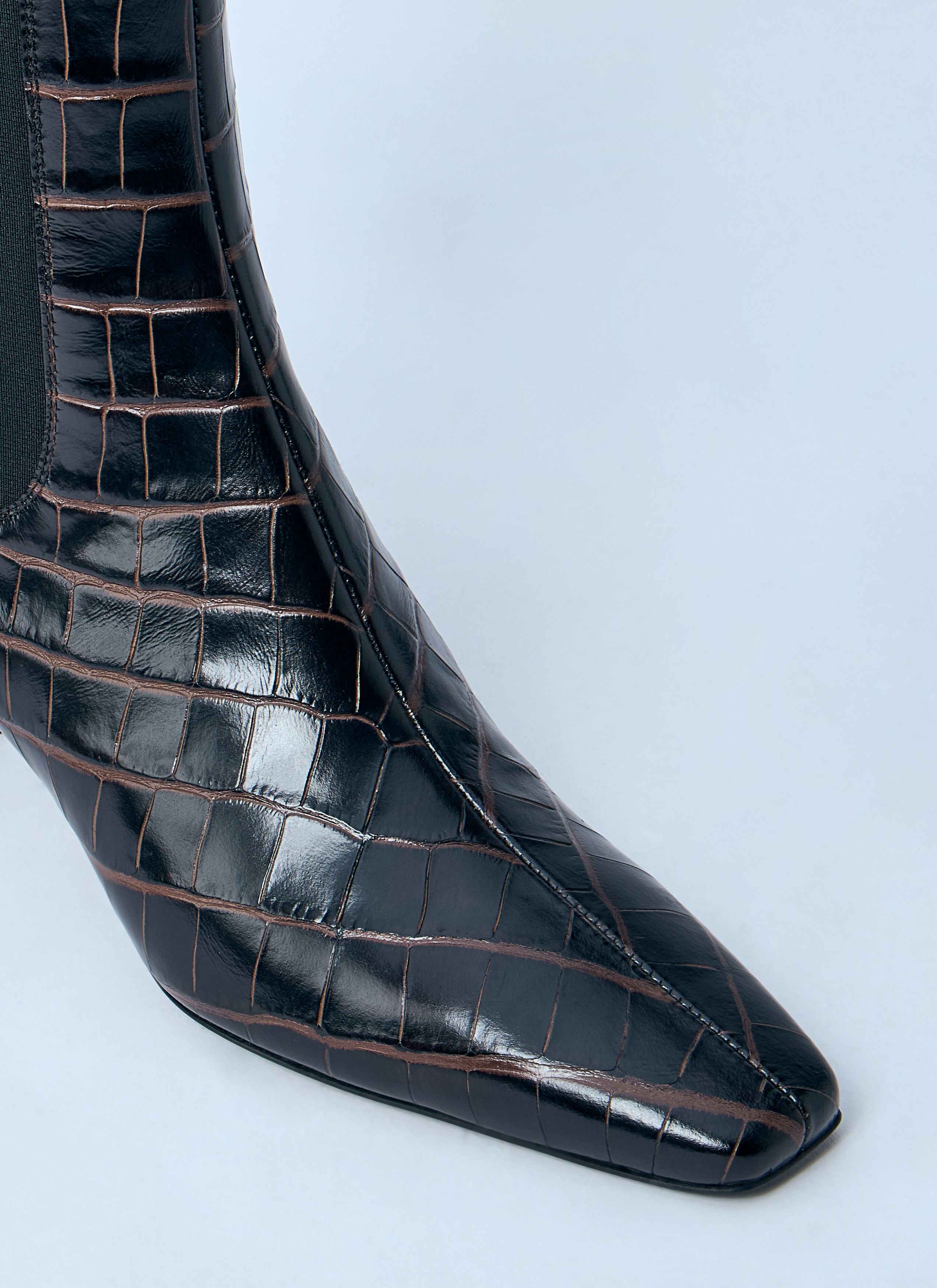 Toteme Croc-Embossed Leather Boots Size US 10 / IT 40 - 3 Thumbnail