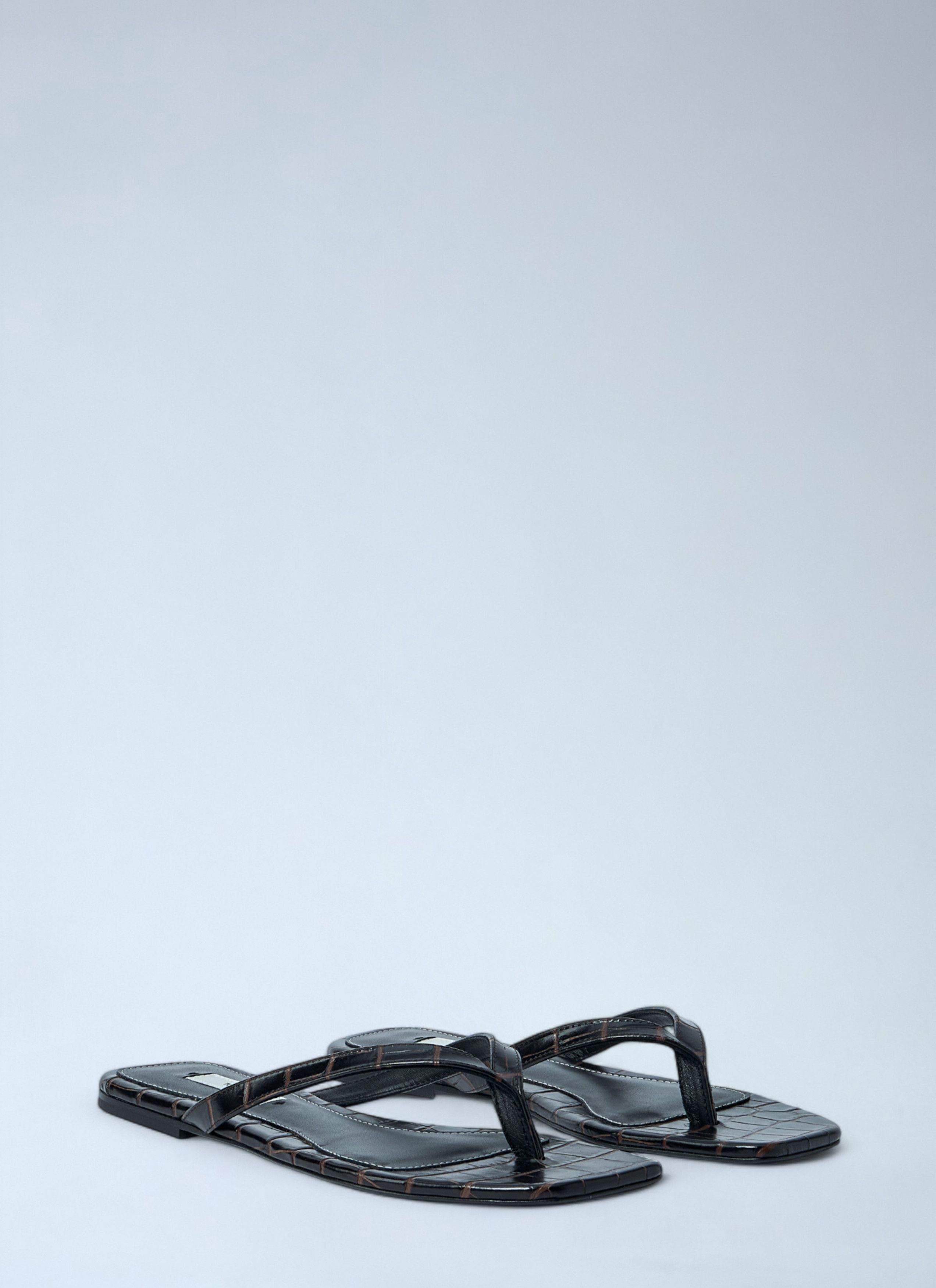 Toteme Croco-Embossed Flip Flops Size US 7 / IT 37 - 2 Thumbnail