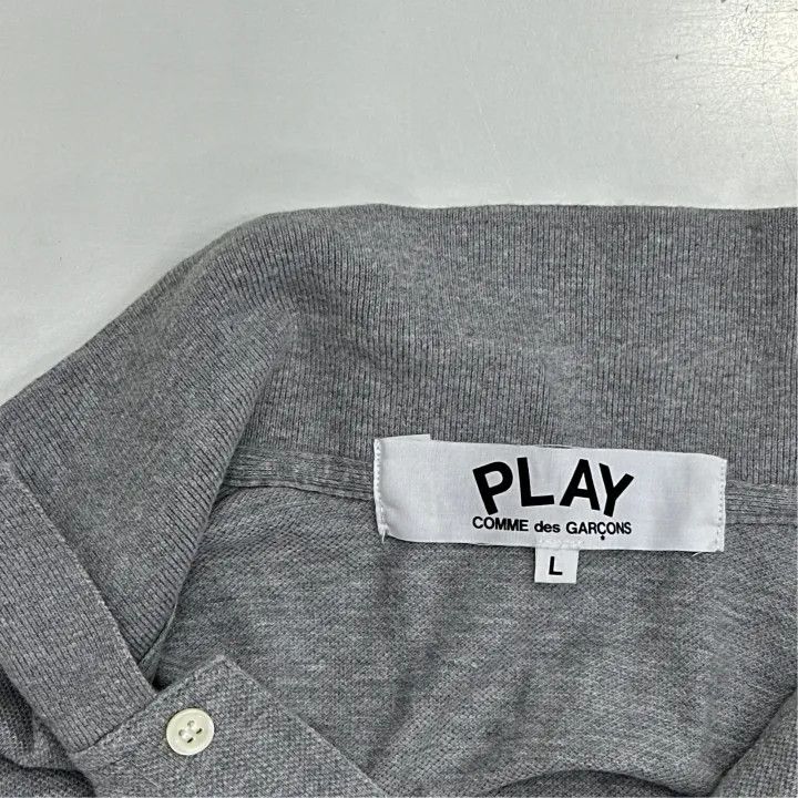 Comme des Garcons Comme des Garçons Play Gray Heart Logo Polo Shirt 0079 Size US L / EU 52-54 / 3 - 2 Thumbnail