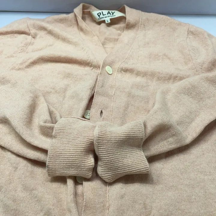 Comme des Garcons Comme des Garçons Play Pink V-Neck Long Sleeve Sweater 0079 Size US L / EU 52-54 / 3 - 11 Thumbnail
